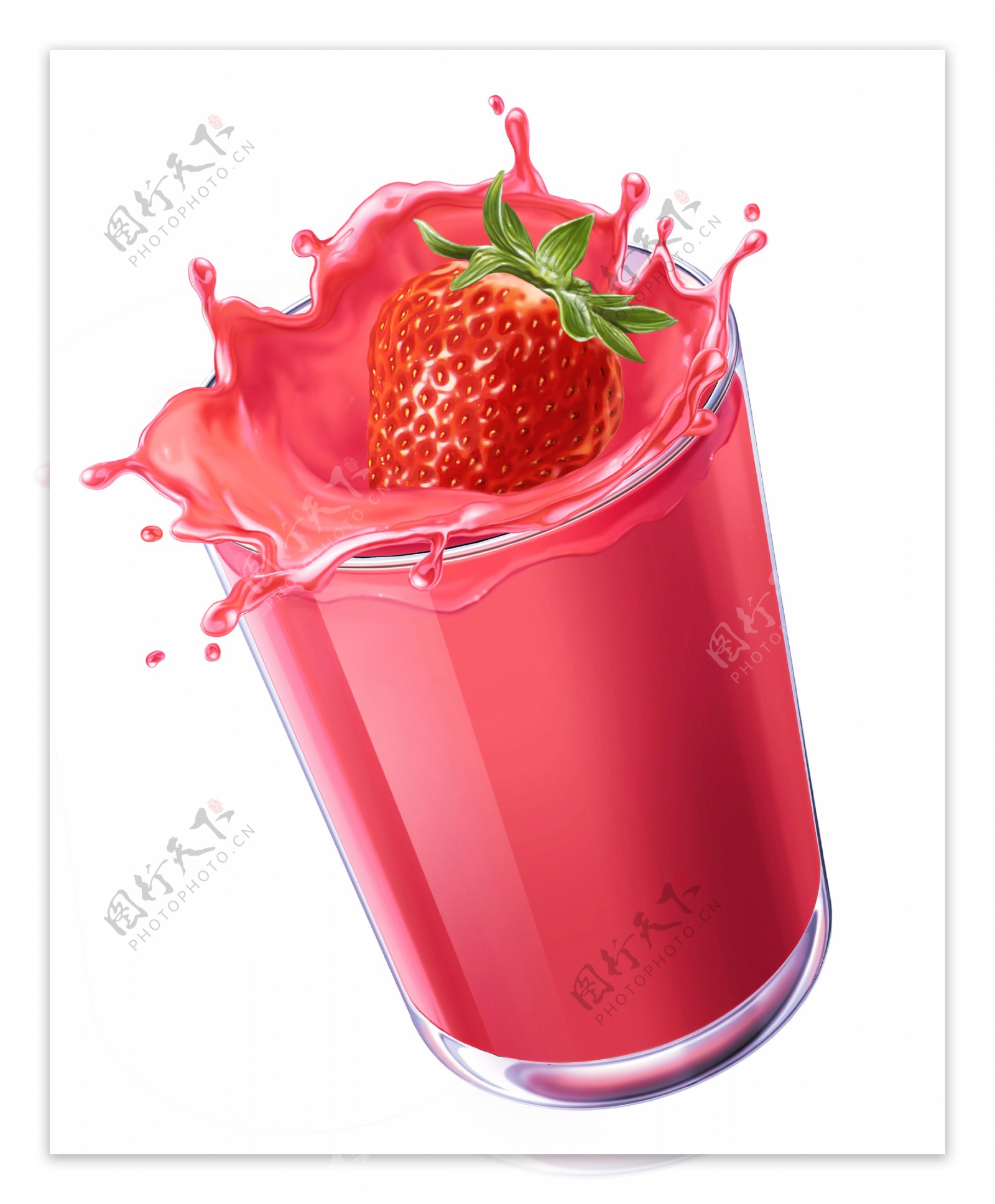 杯子饮料内的草莓