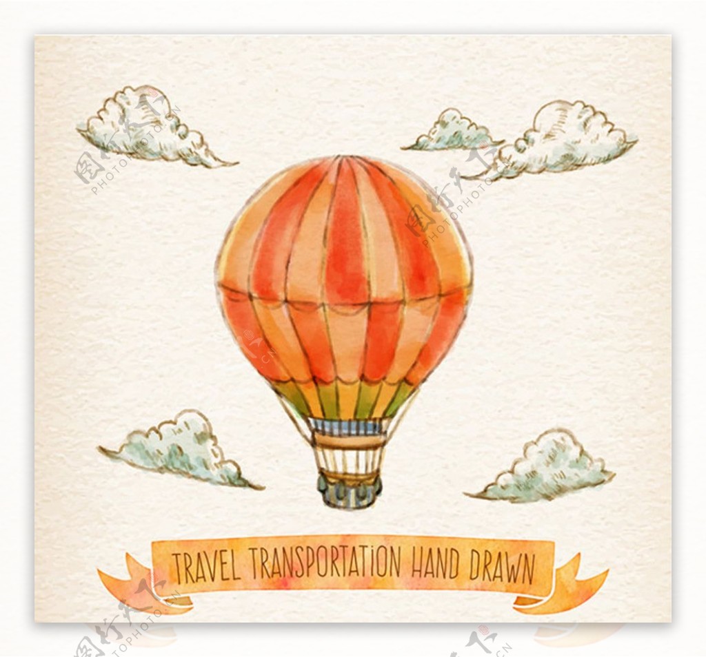 橙色热气球插画