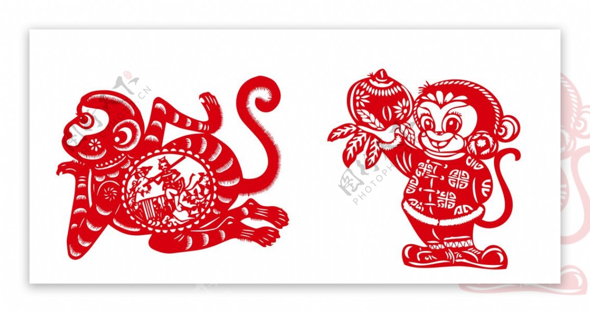 2016年猴年春节剪纸素材