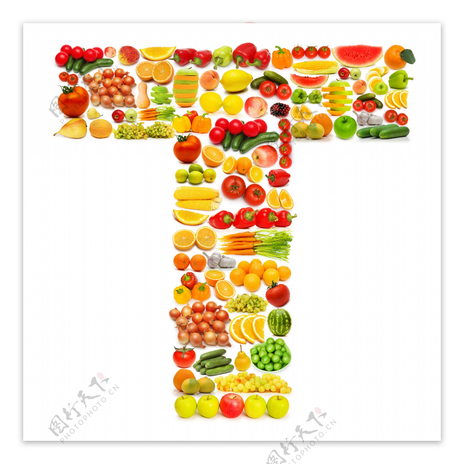 蔬菜水果组成的字母T图片