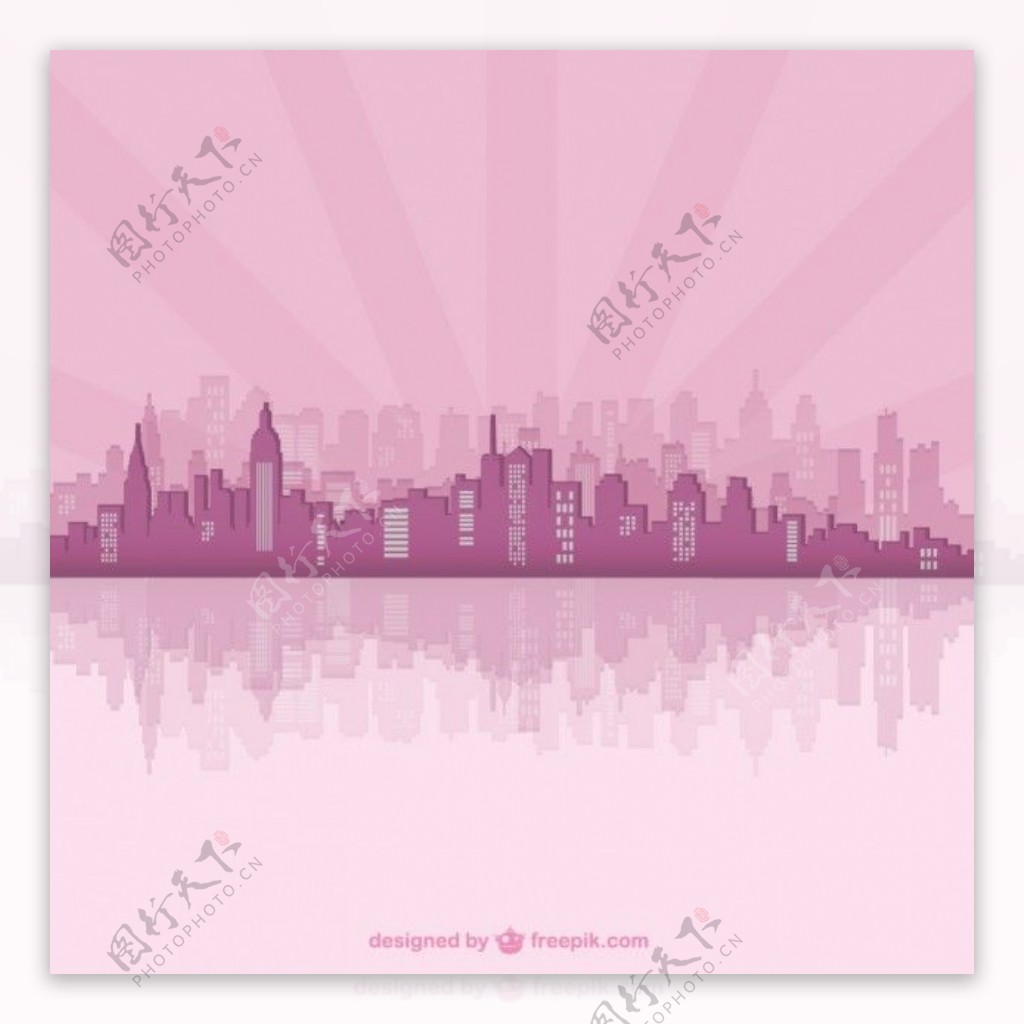 粉色城市剪影模板艺术