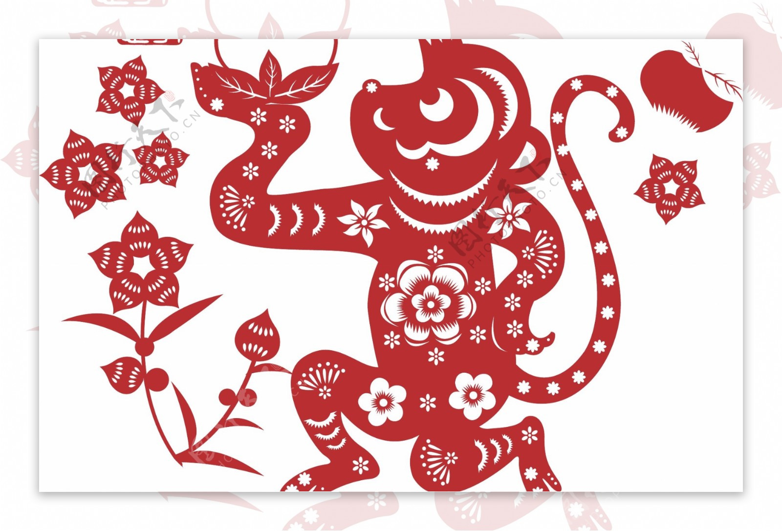 猴年春节剪纸图片