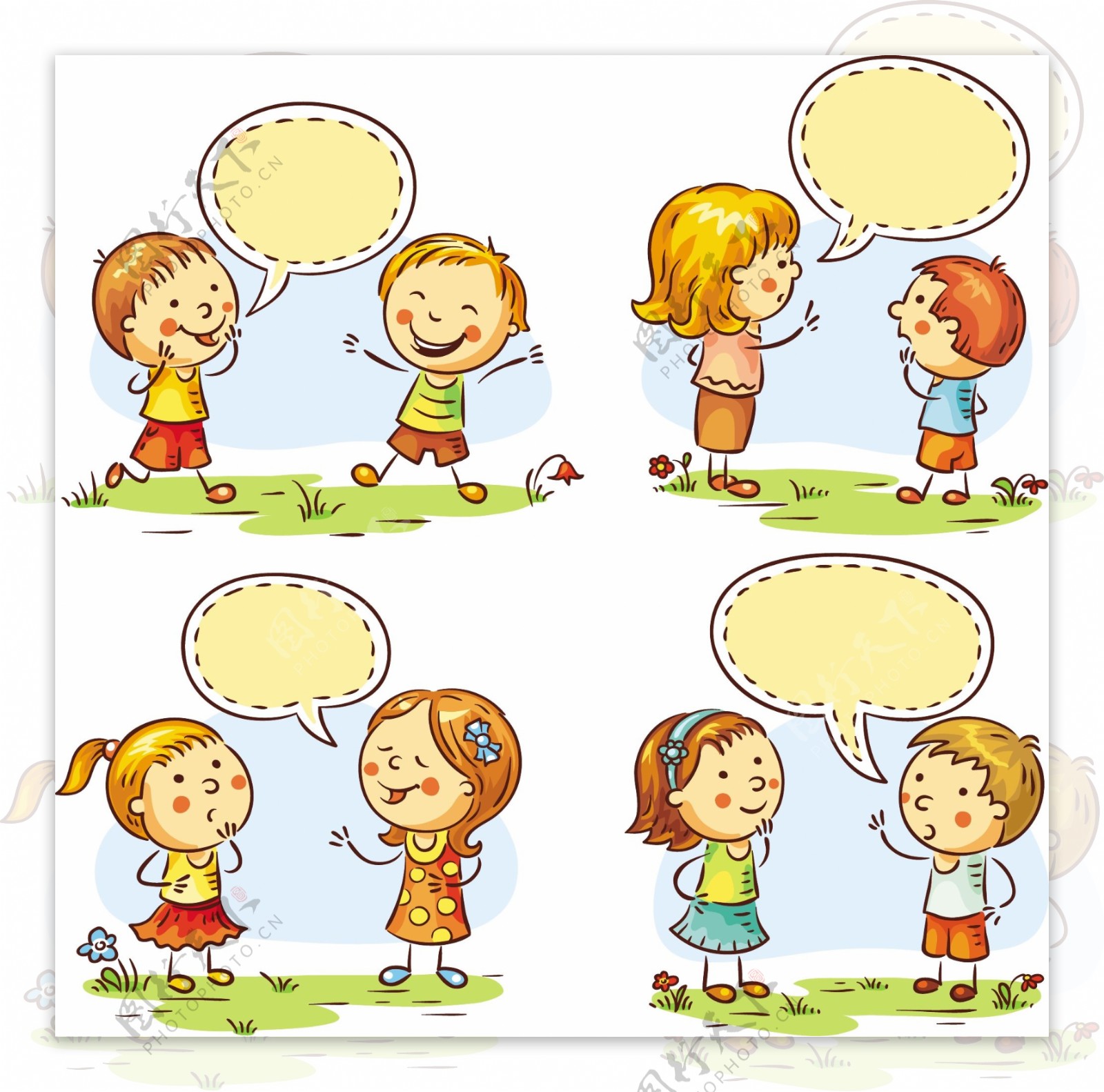 可爱儿童的对话图片素材-编号27382018-图行天下