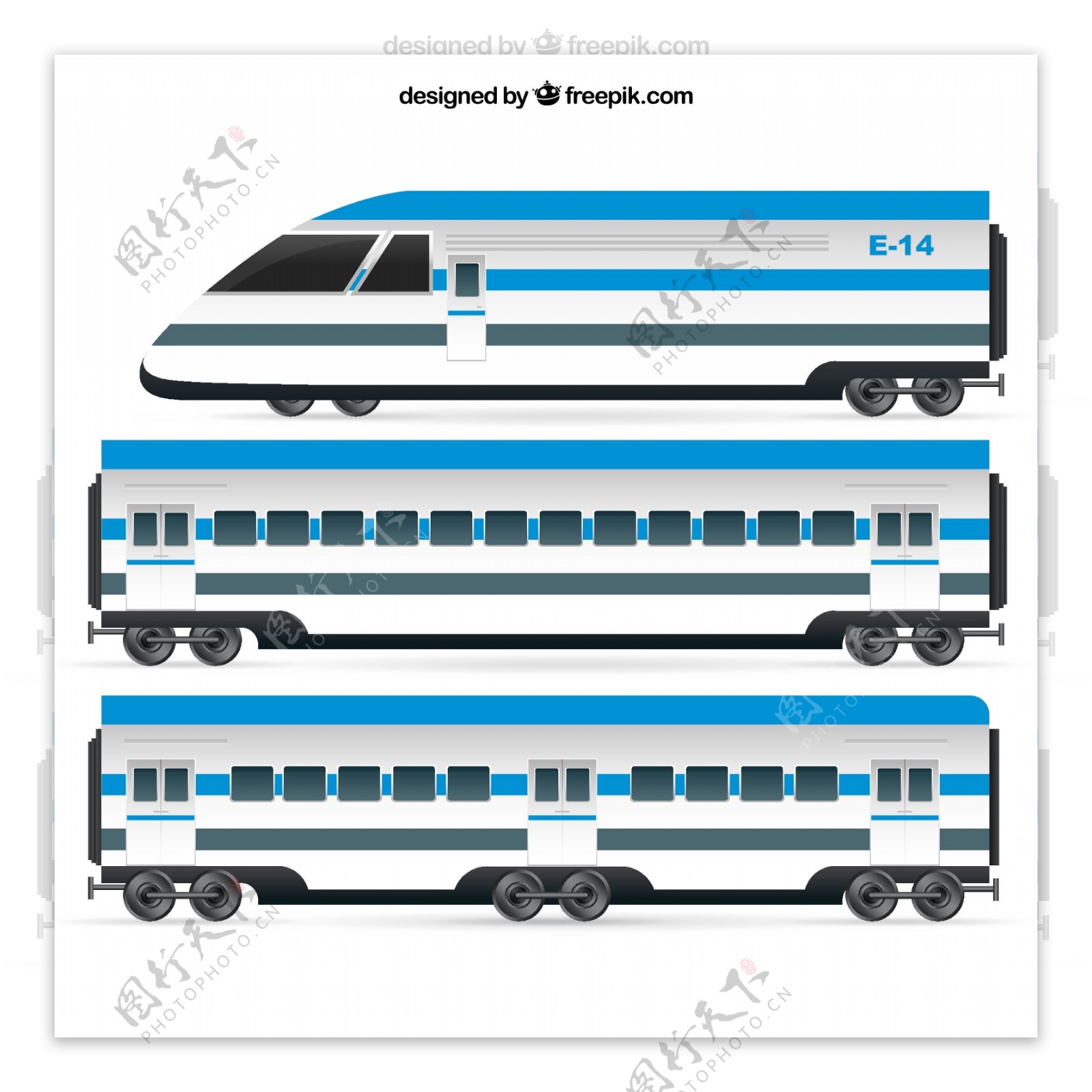 蓝色火车车头和车厢