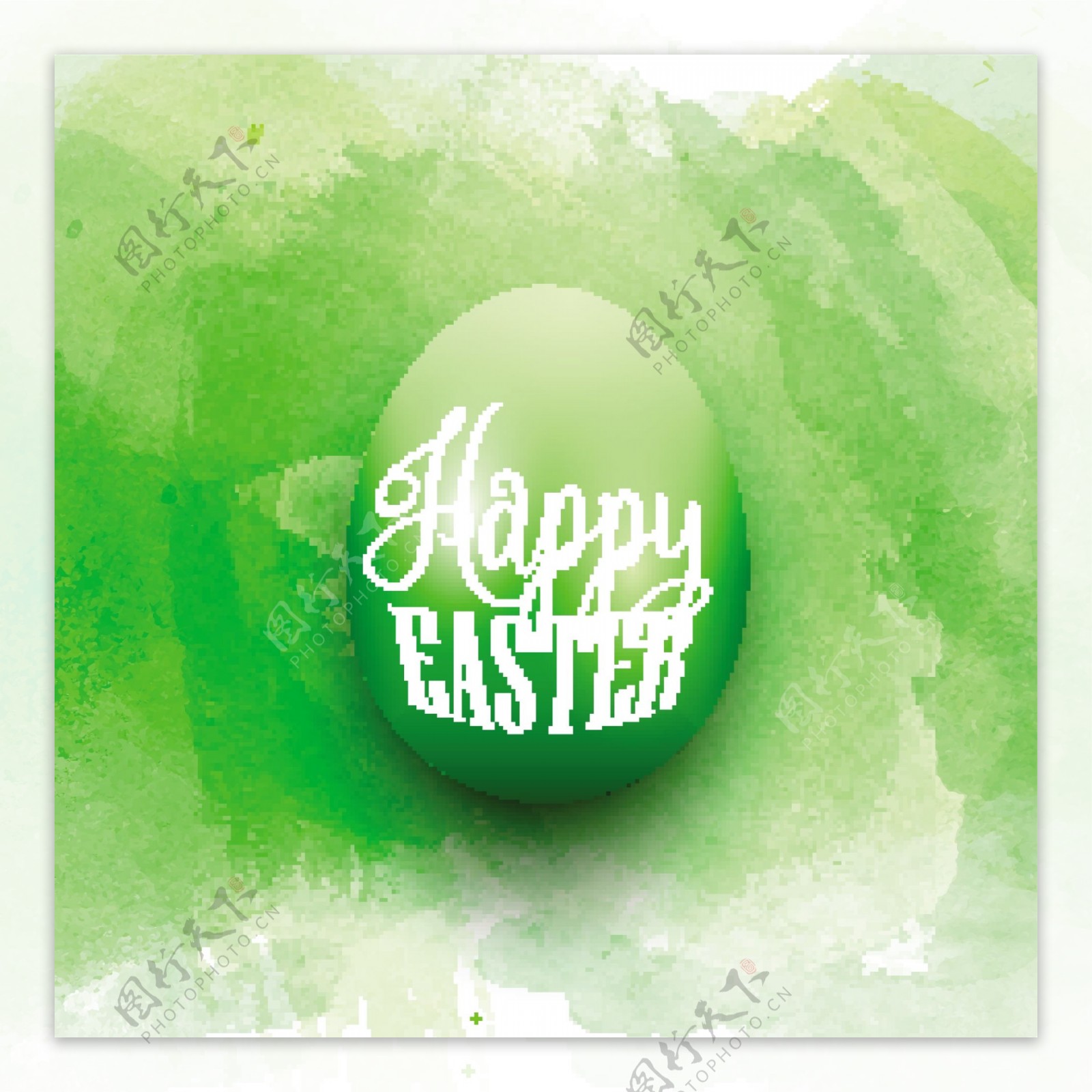 一个绿色水彩背景的复活节蛋