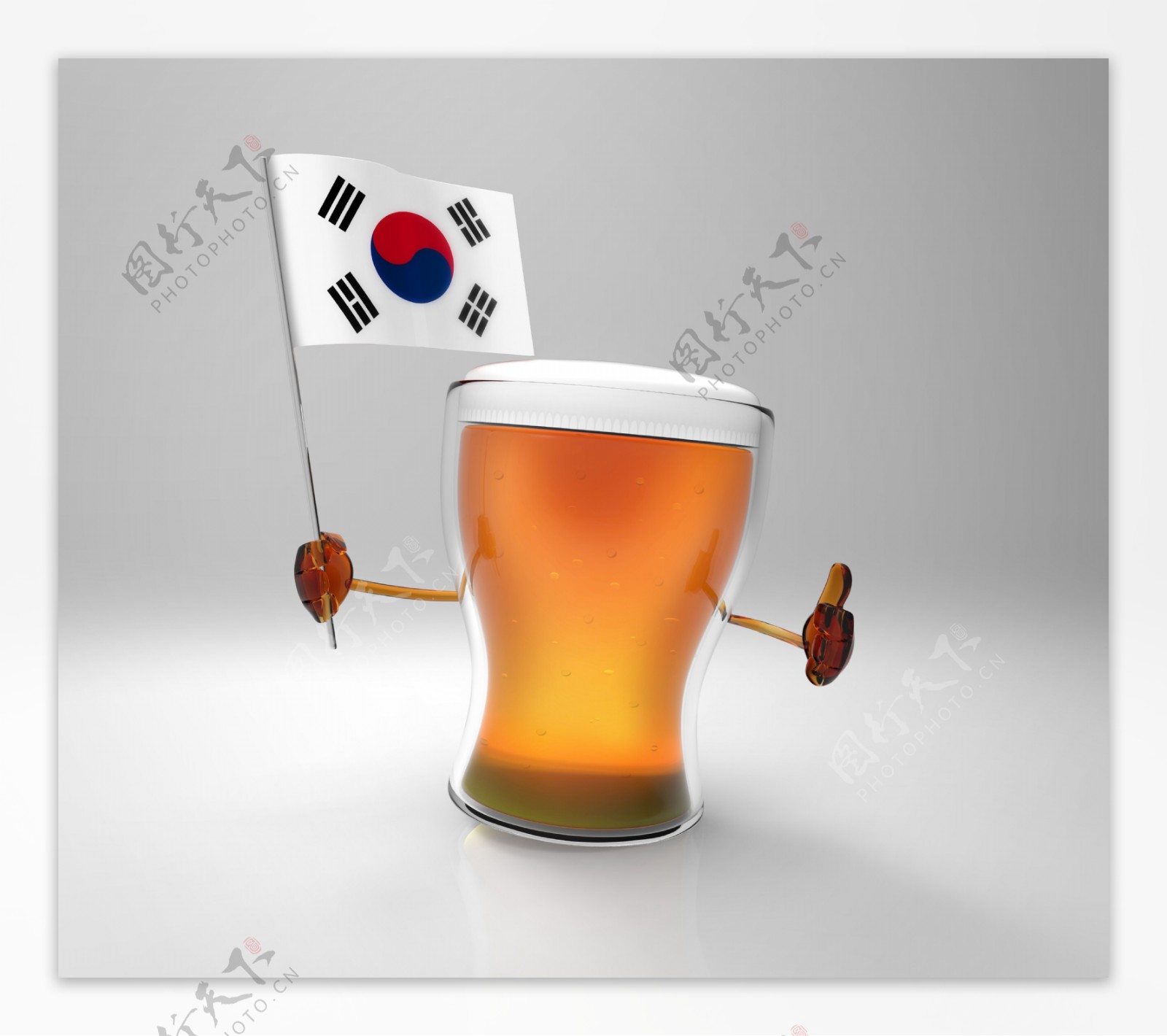 韩国国旗与啤酒图片