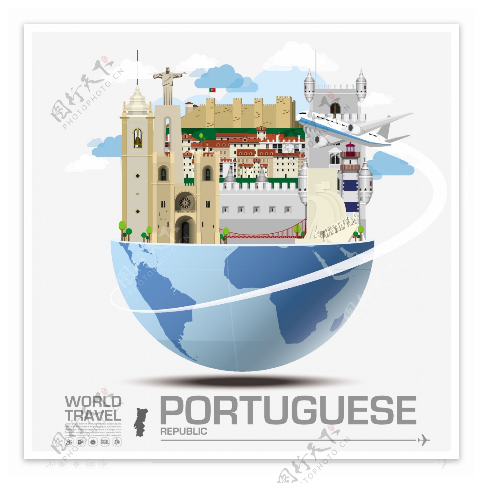 创意葡萄牙建筑插画
