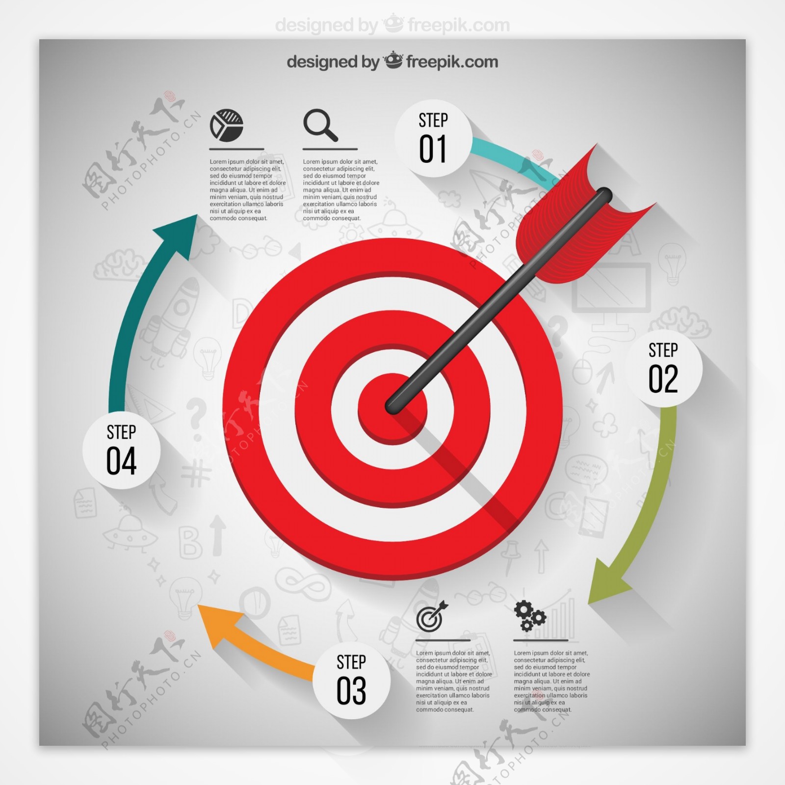 红色箭靶商务信息图矢量素材图片