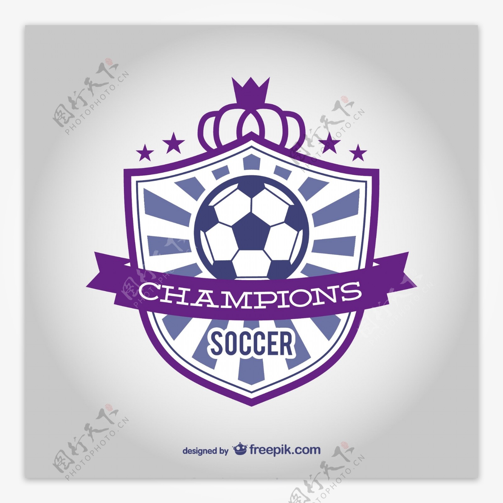 紫色足球徽章标签矢量素材图片