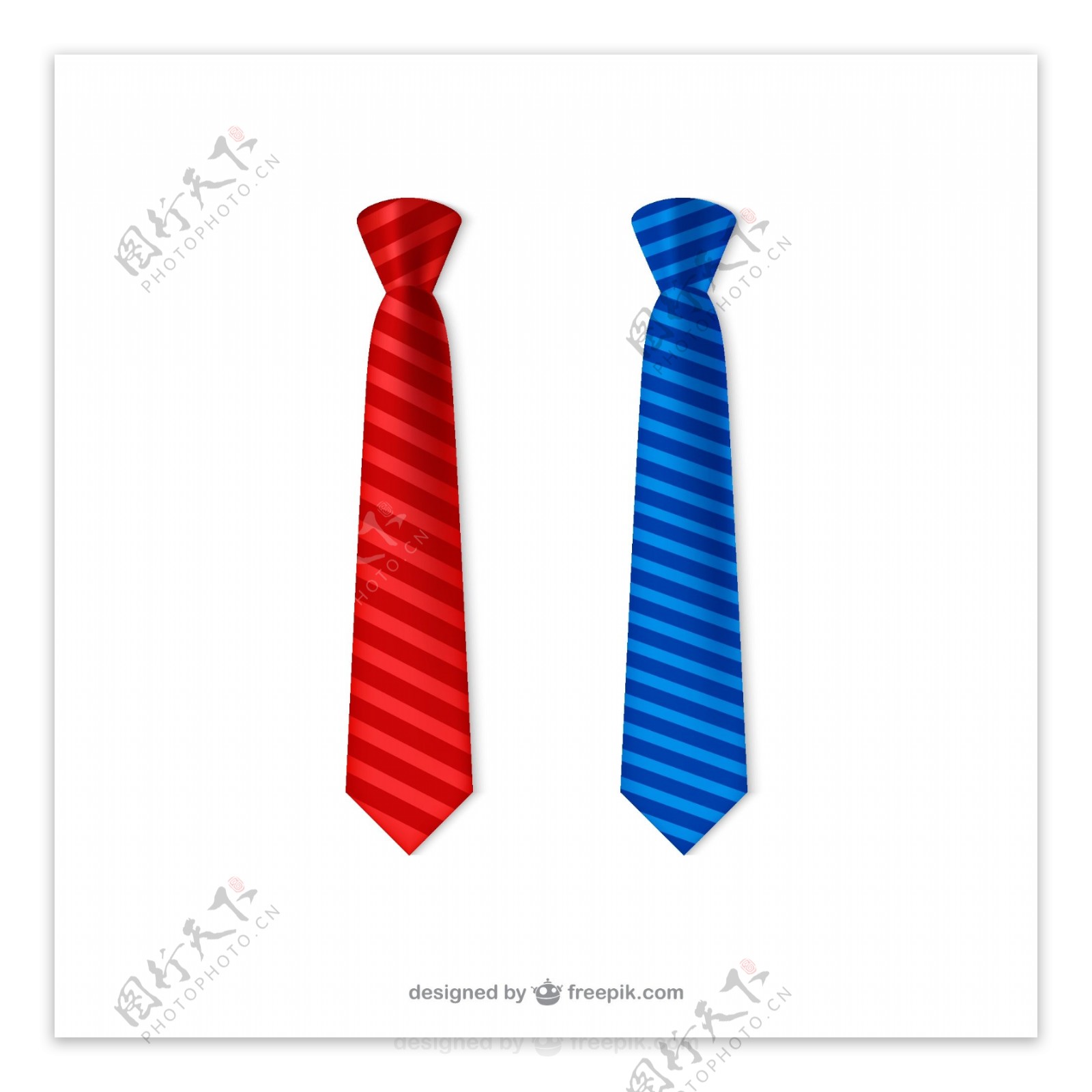 红色和蓝色条纹领带