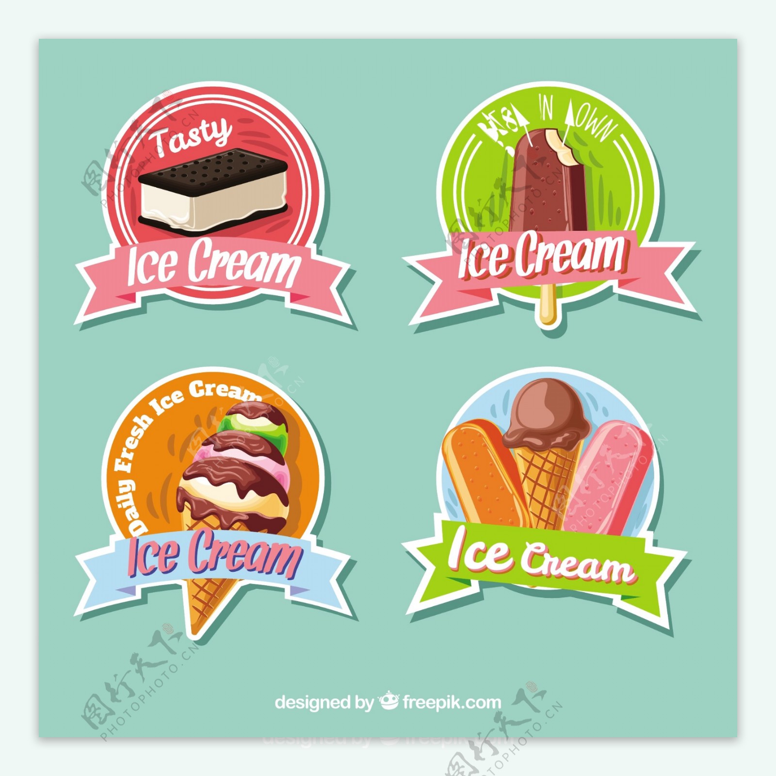 美味的冰淇淋插图贴纸图标