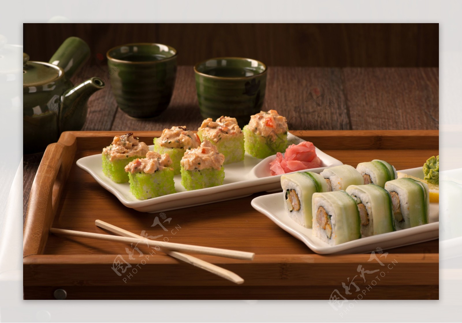 绿色日本寿司图片