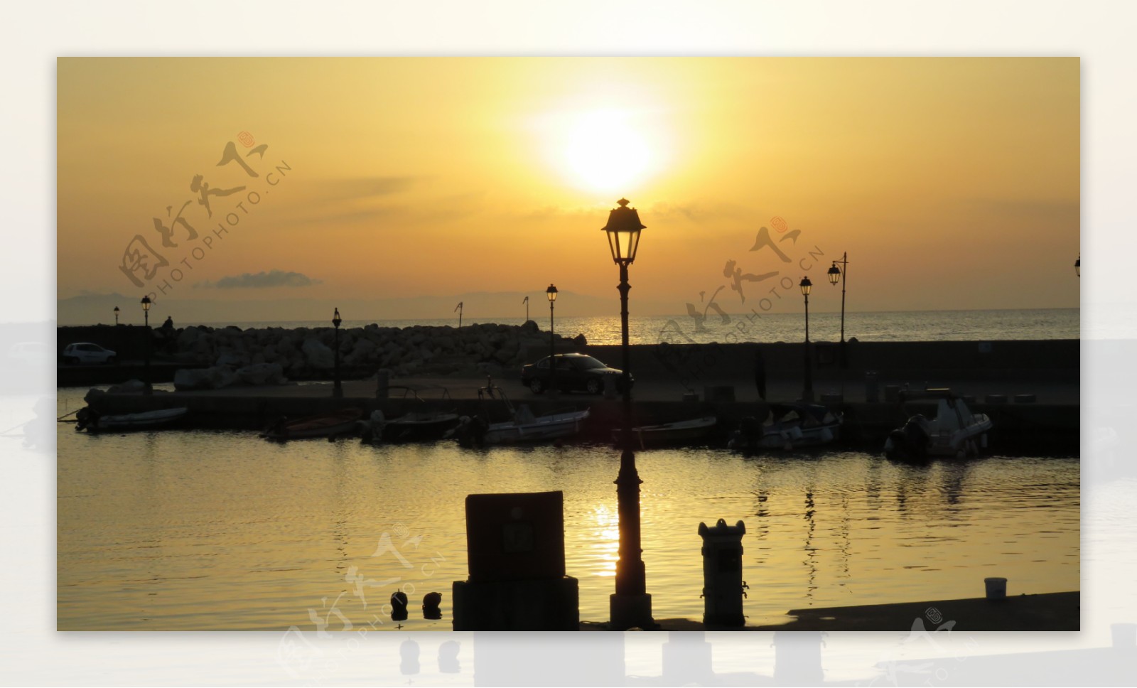 希腊海边夕阳高清图片