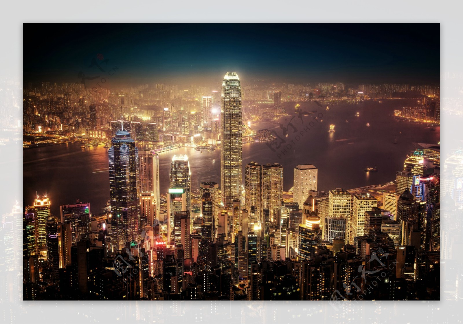 香港维多利亚夜景繁华都市