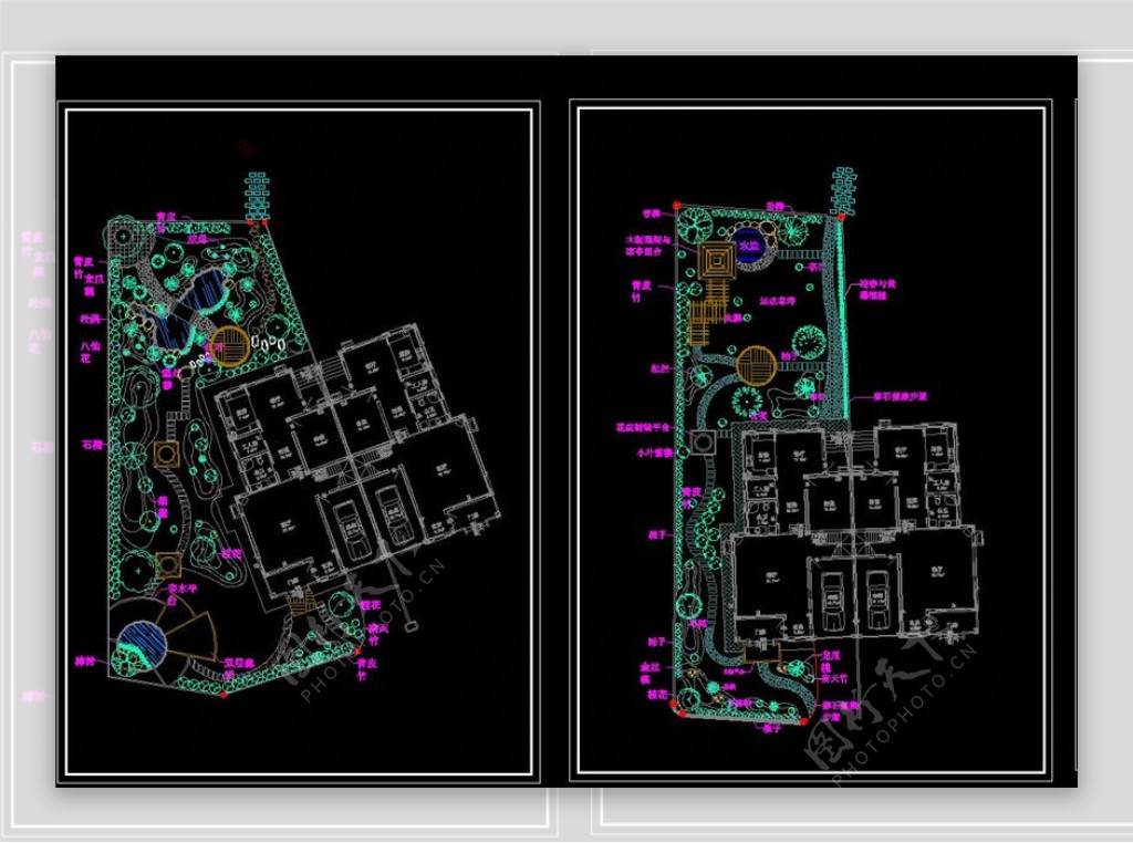 别墅外环境设计平面图CAD景观图纸