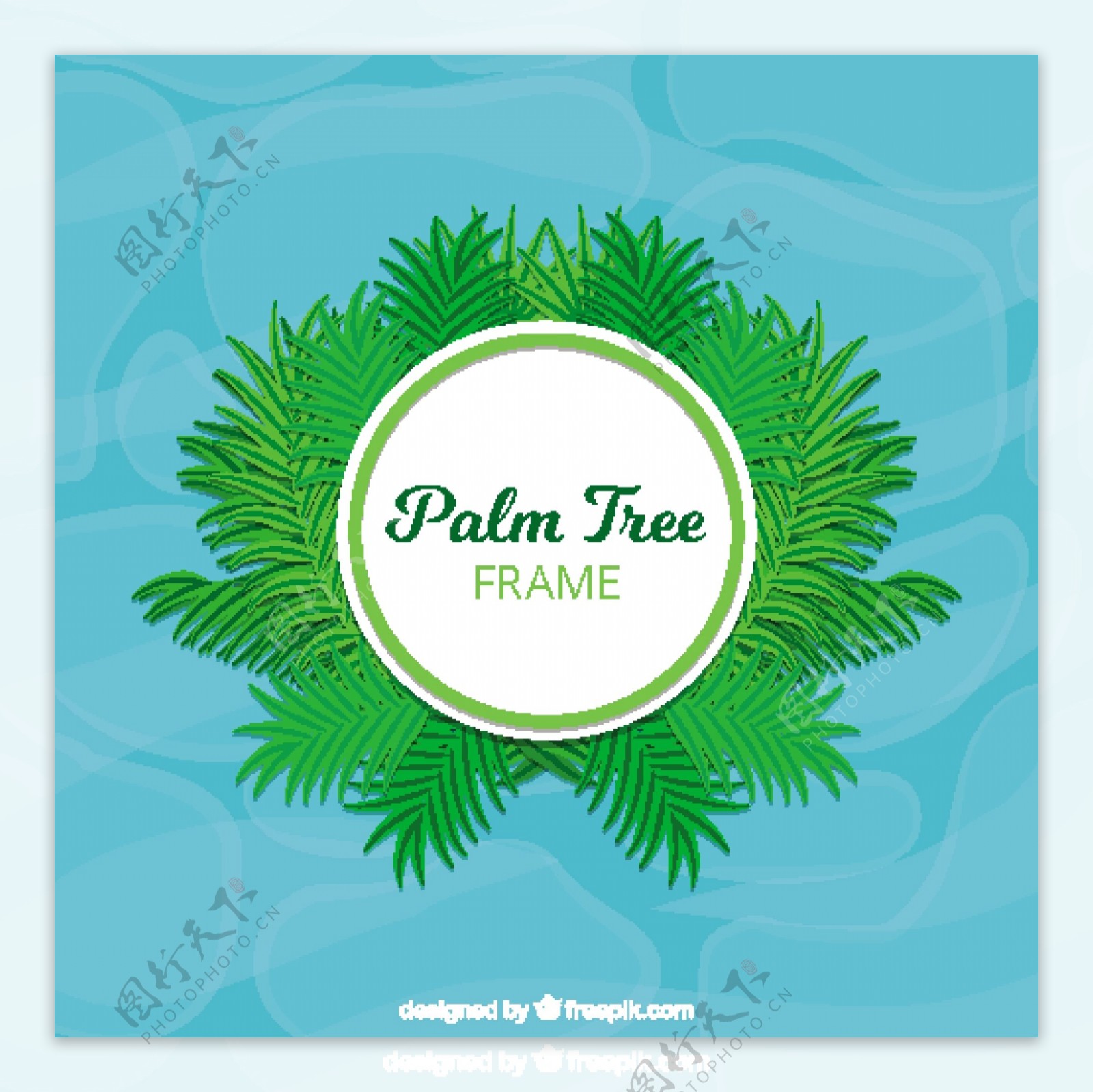 棕榈树框架设计蓝色背景