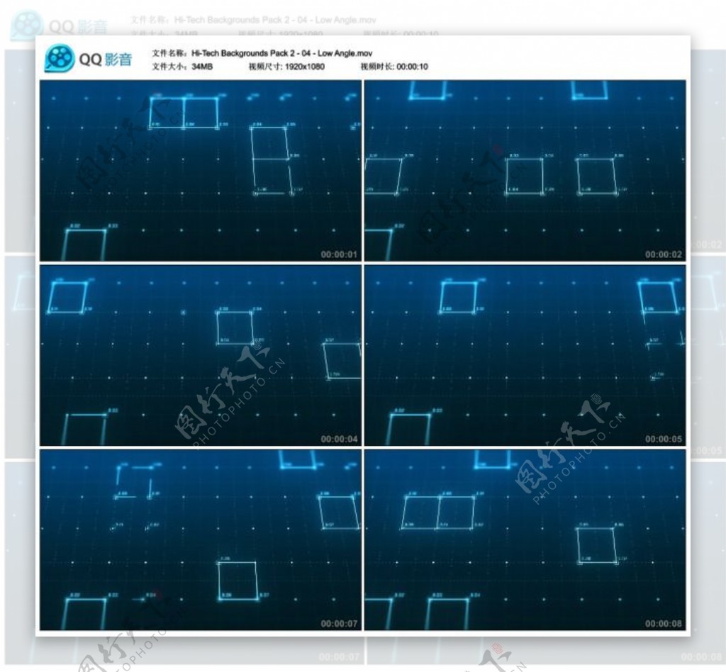 高科技主题线条线框背景视频低角度版04