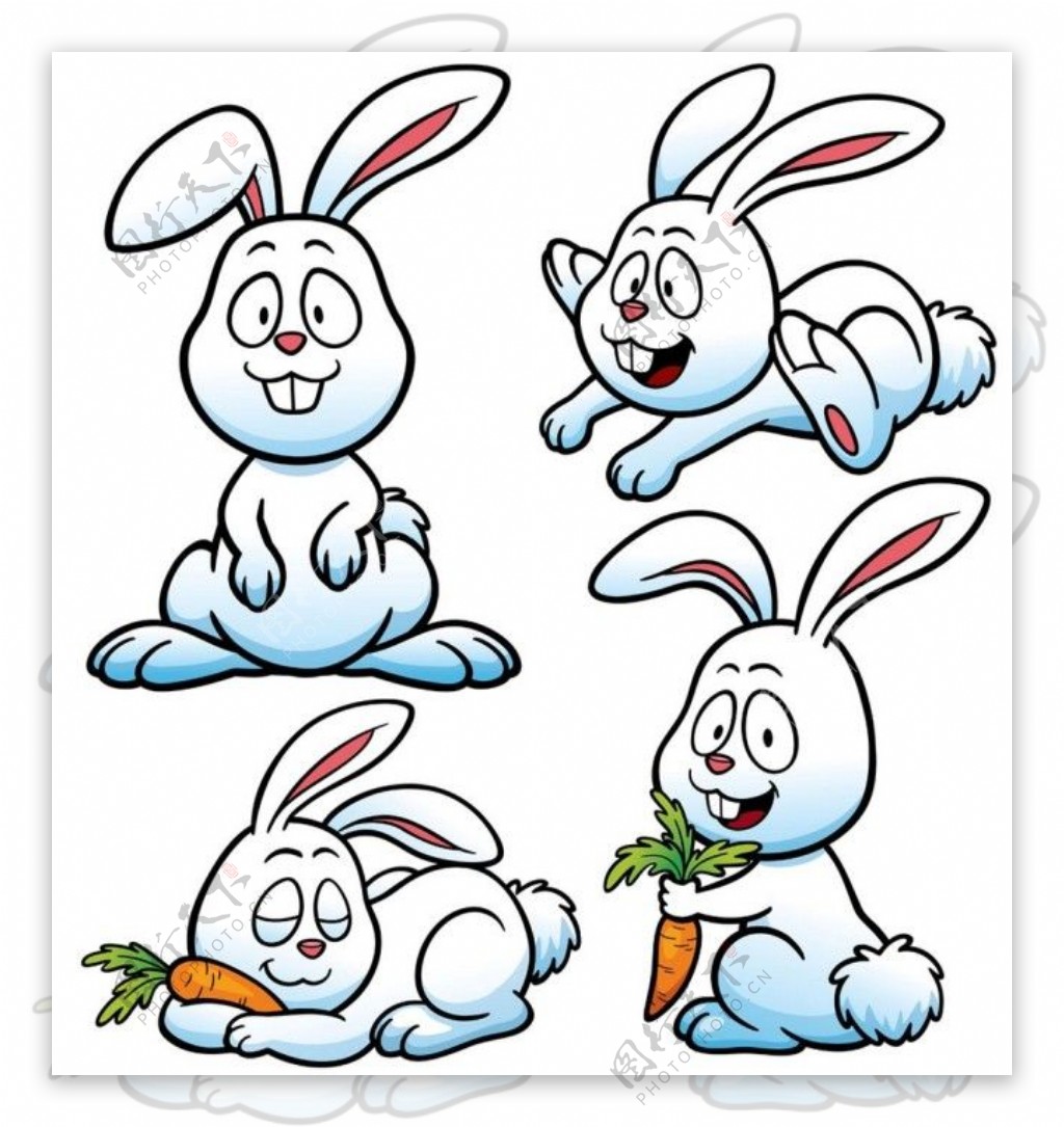 卡通白兔漫画图片