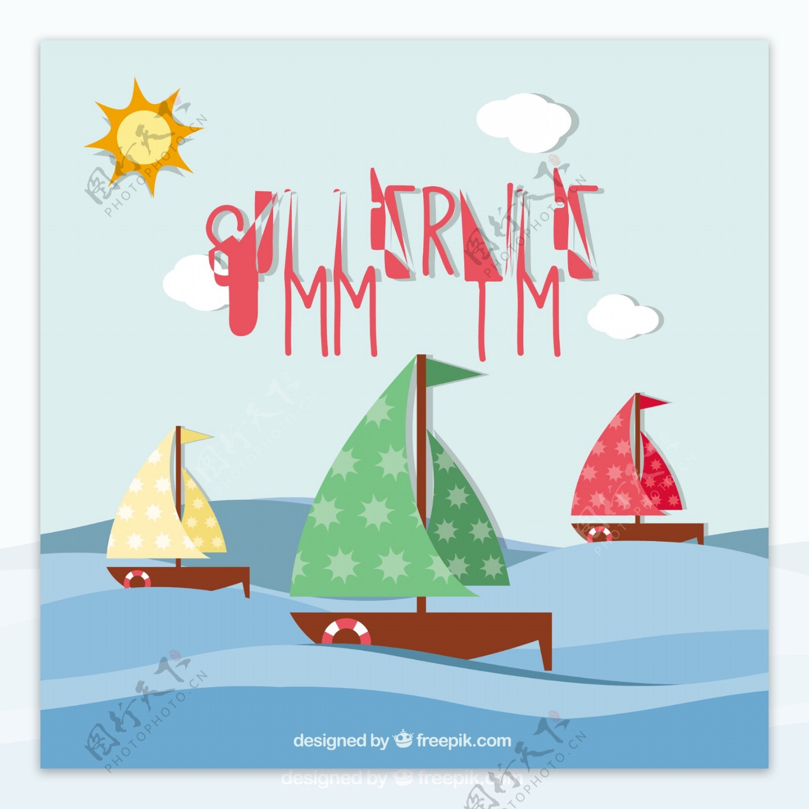 夏季背景帆船