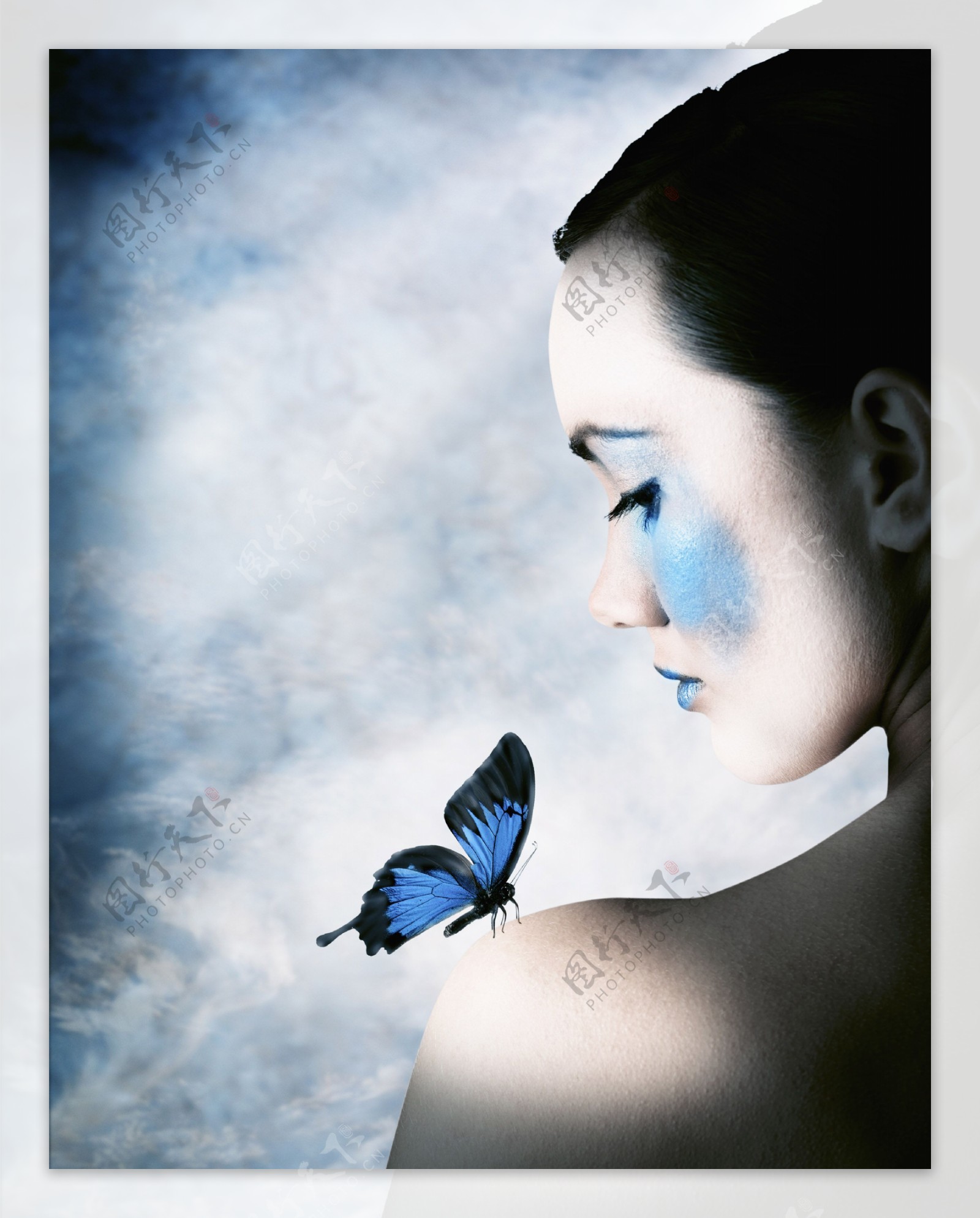 蝴蝶与美女梦幻图片