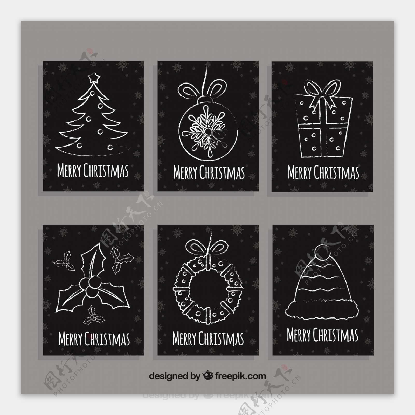 圣诞节线框素材徽章设计