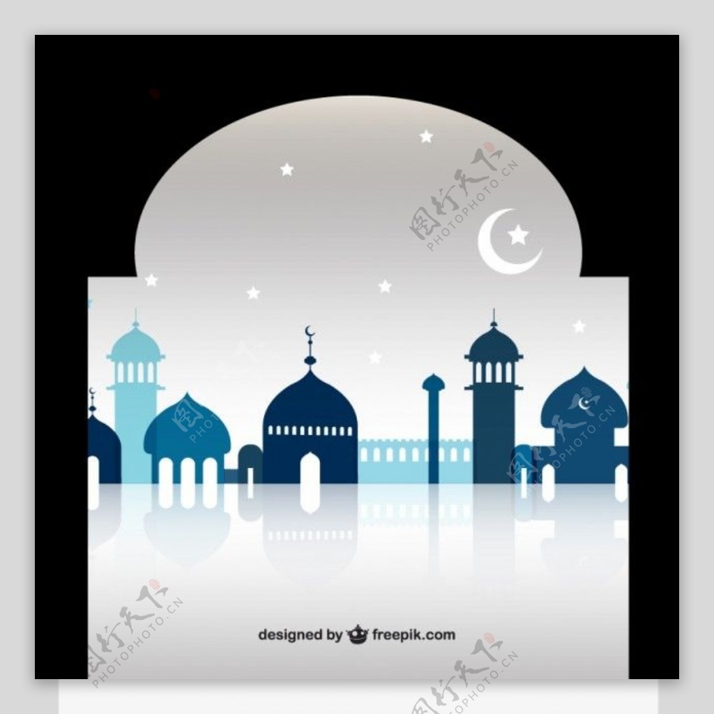 斋月的清真寺的剪影