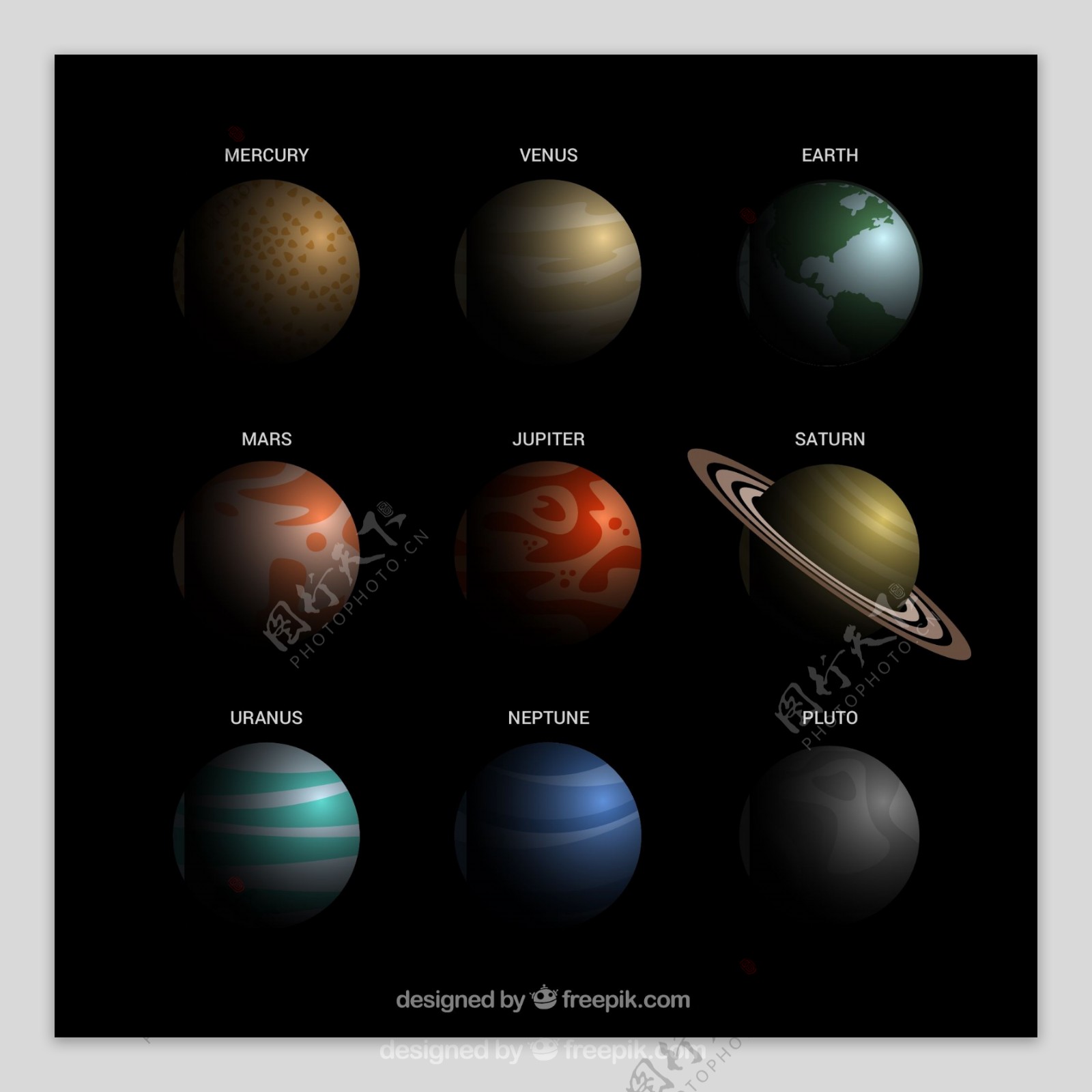 精美太阳系九大行星
