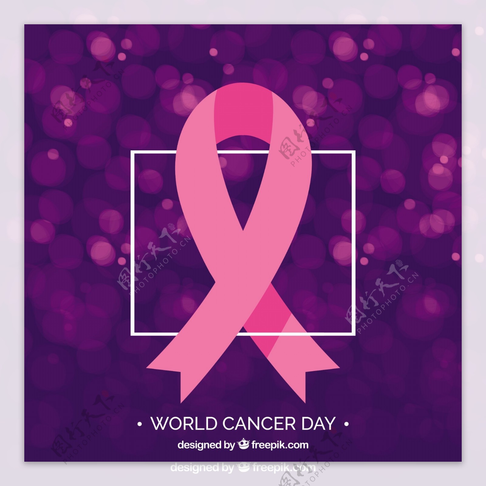 粉红丝带的背景与世界癌症日的背景虚化效果