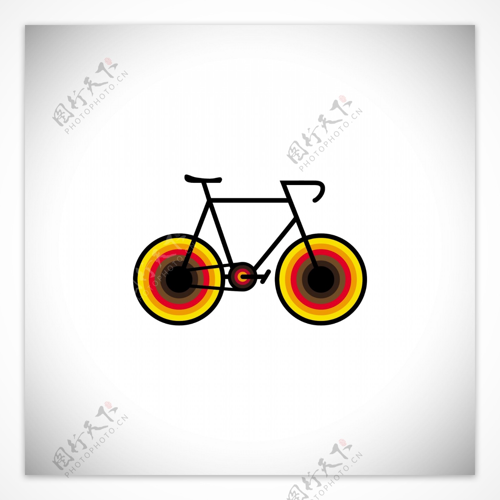 带有彩色轮的自行车图标