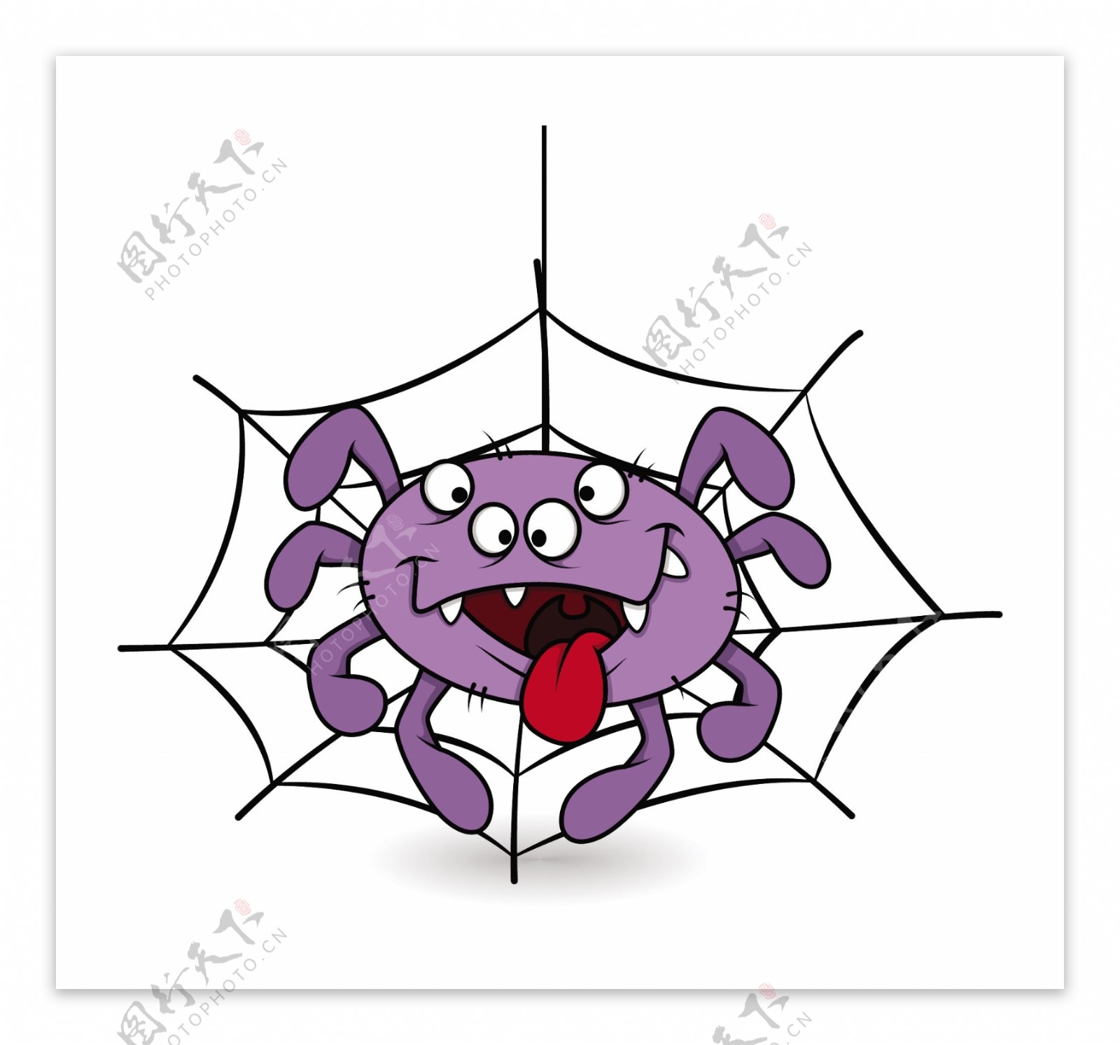 有趣的蜘蛛的舌头万圣节插画矢量