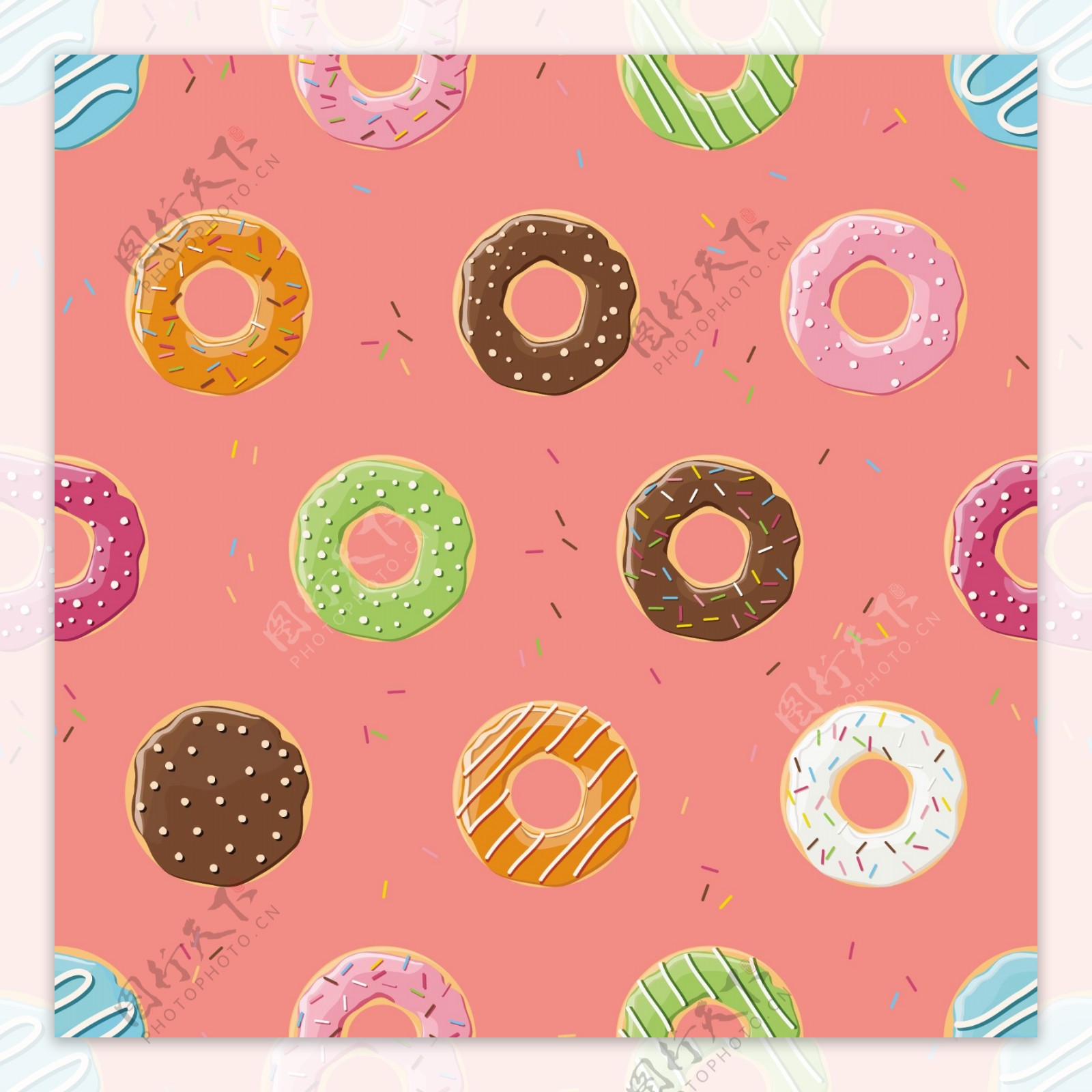 彩色的甜甜圈图案设计
