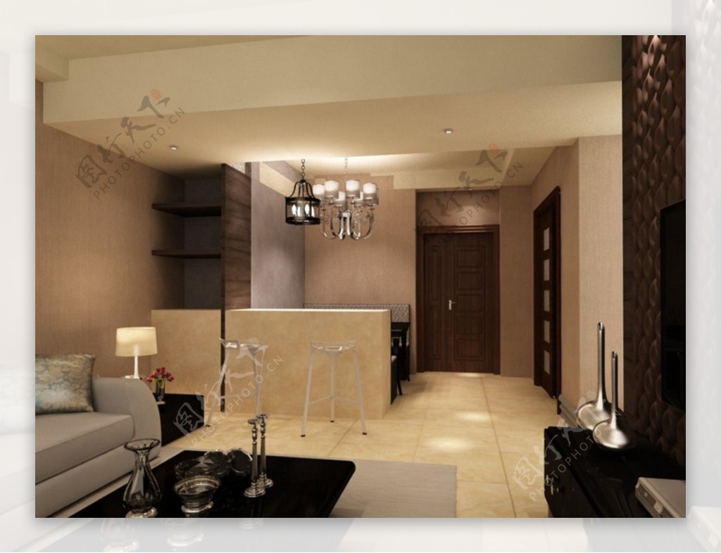 小户型室内客厅3D设计图片