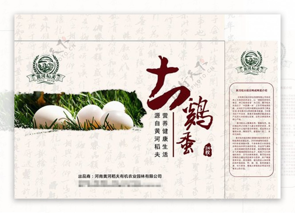 中国风黄河稻夫土鸡蛋包装盒
