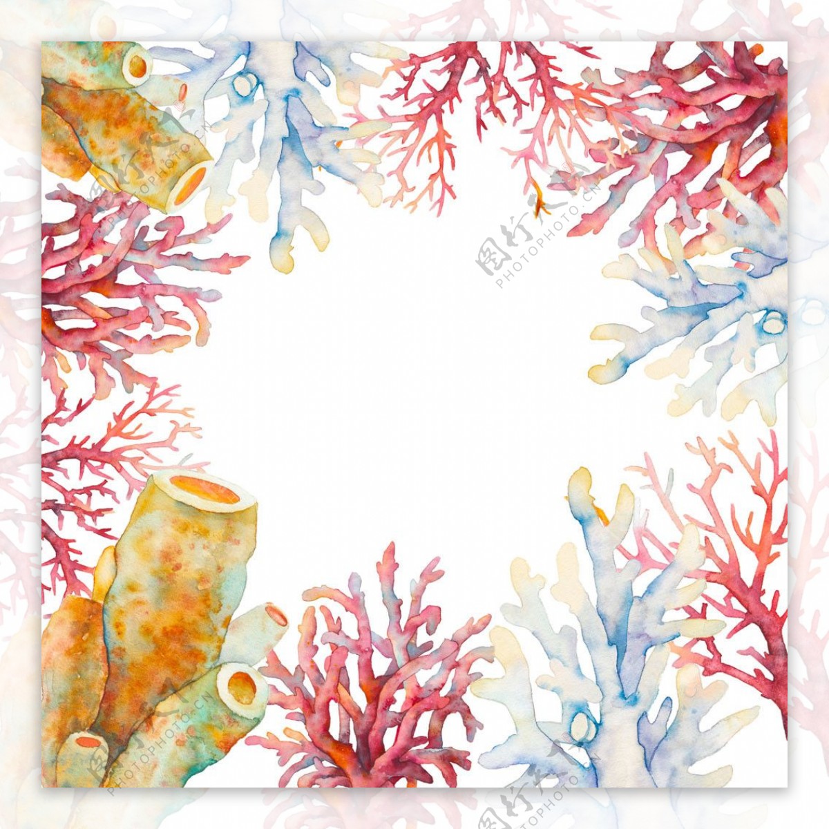 水彩珊瑚背景图片
