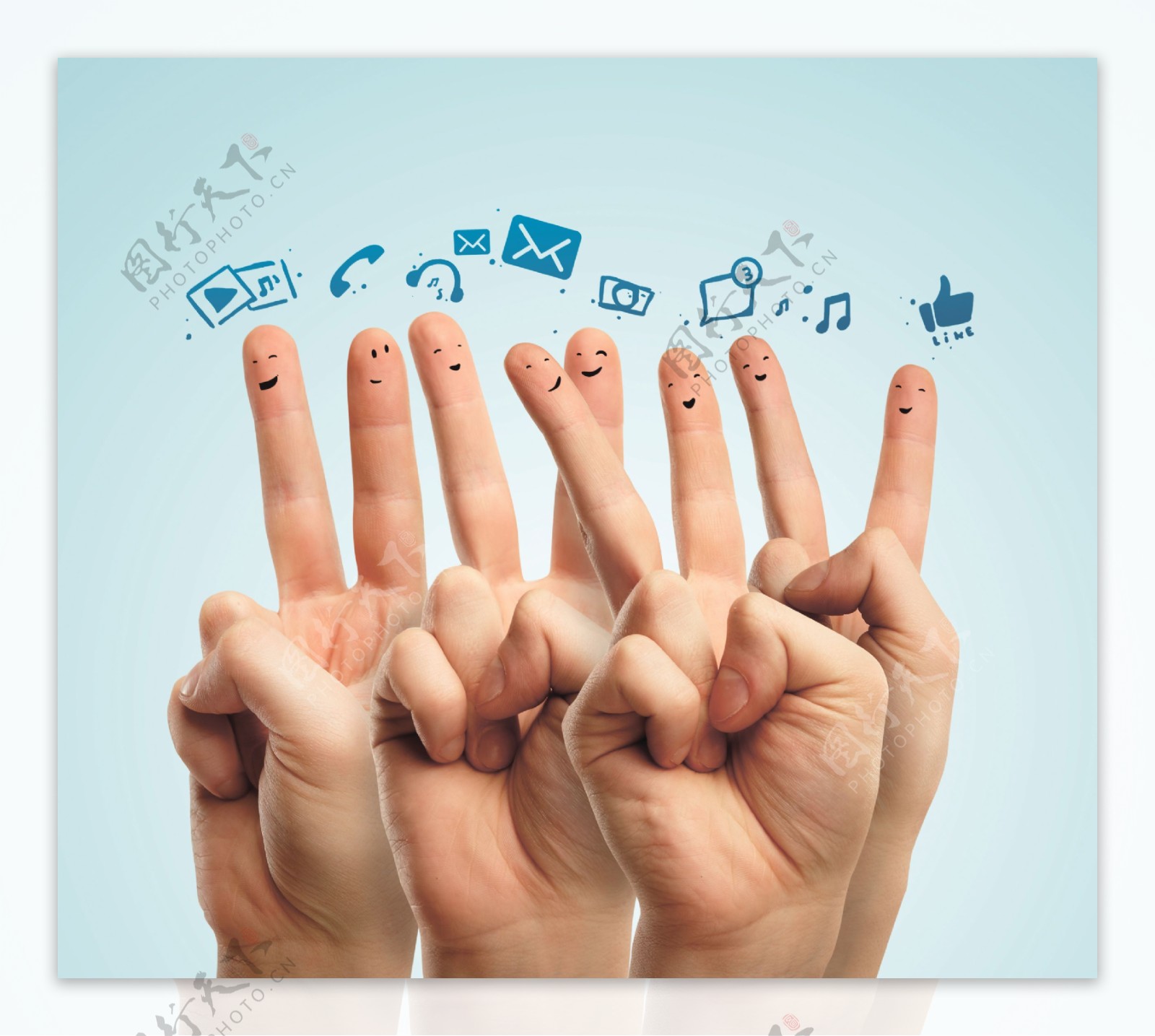 手指表情与手机信息图标图片