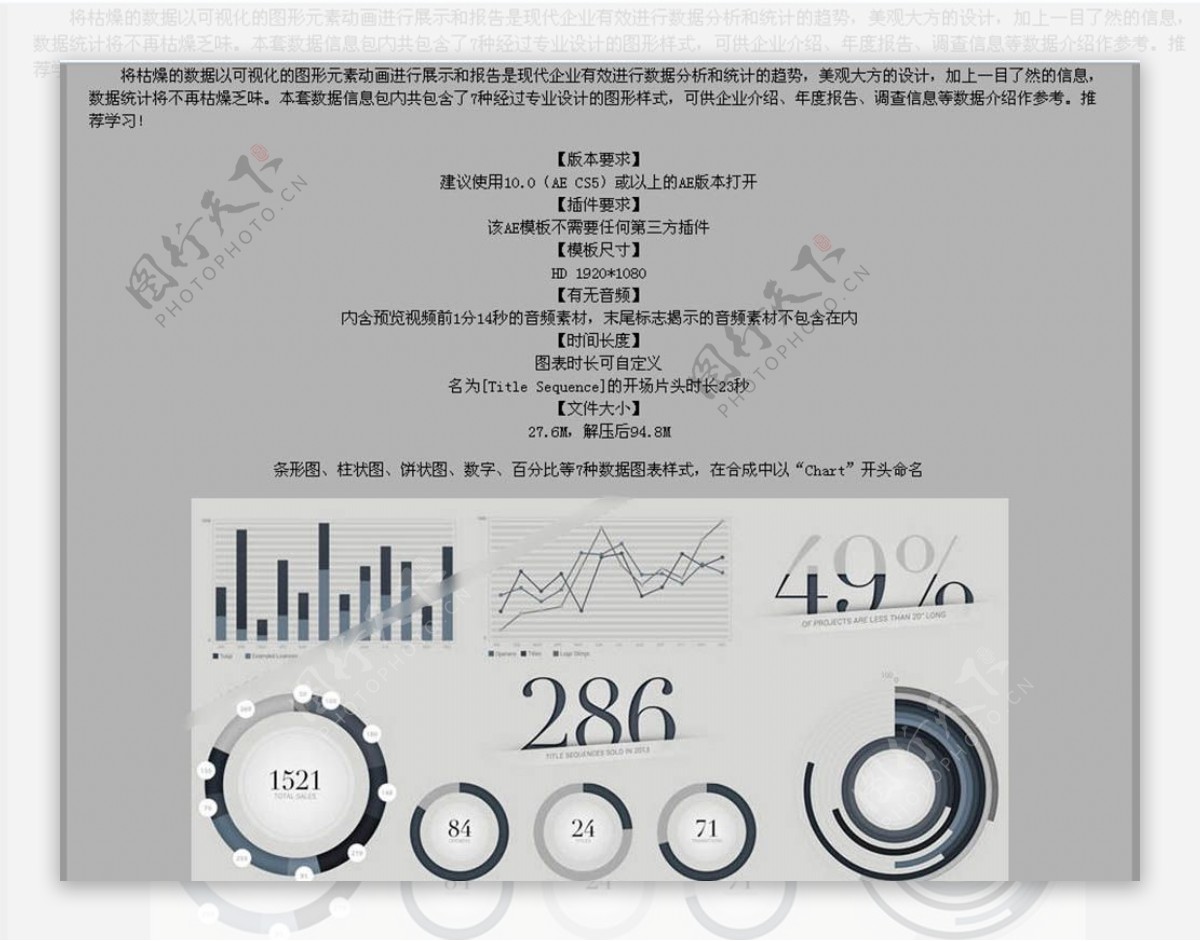 537数据分析统计图表动画包AE源文件