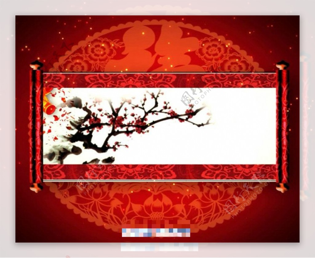 新年中国春节恭贺新禧画卷打开动画