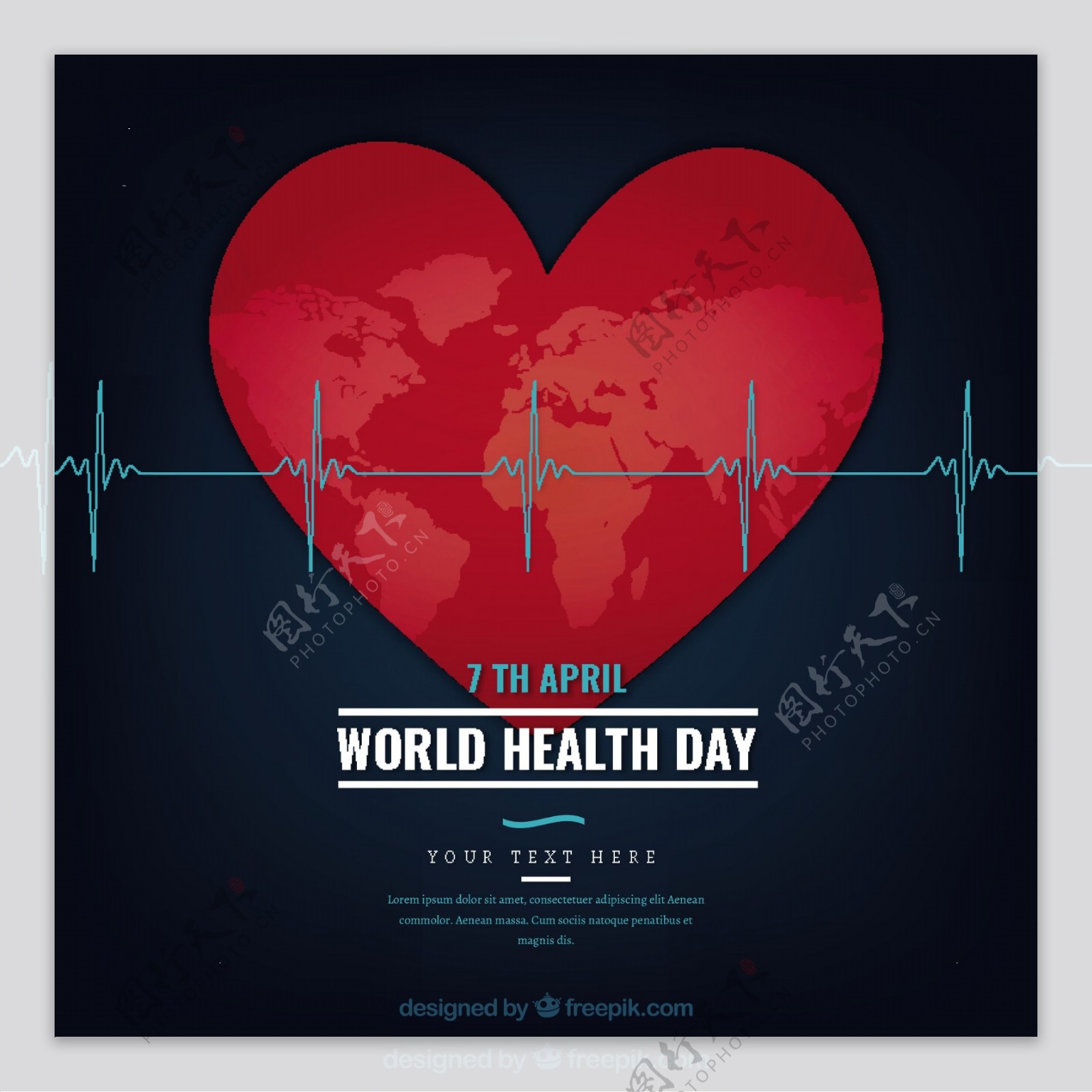 世界卫生日的心脏背景