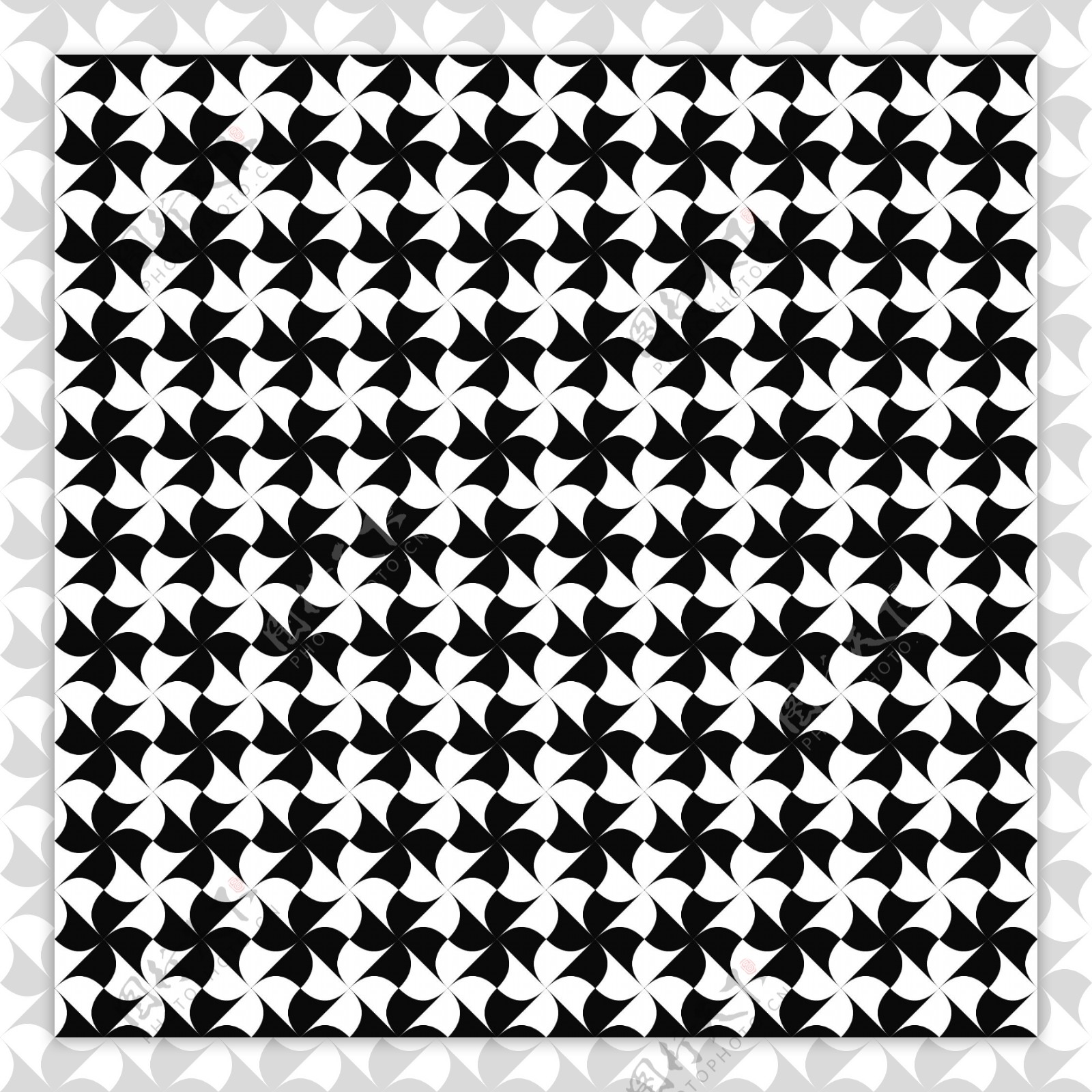 黑白色的几何抽象装饰图案背景