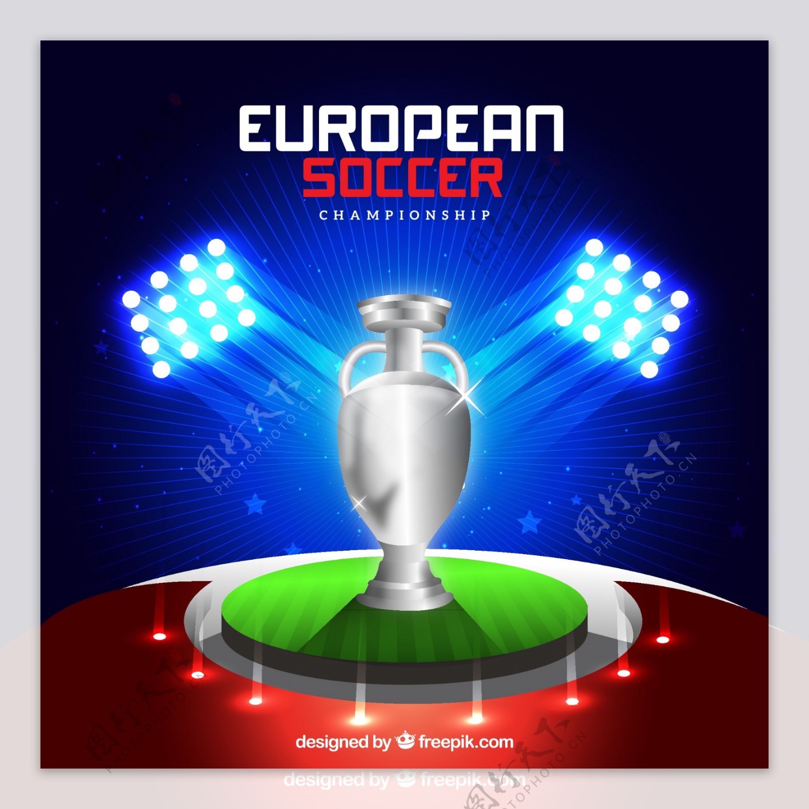 银奖杯欧洲足球背景