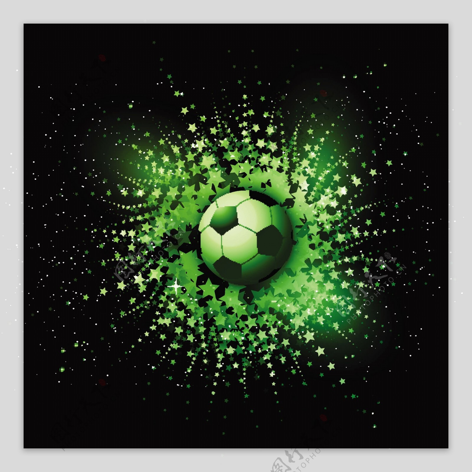 一种抽象的星形背景下的足球球
