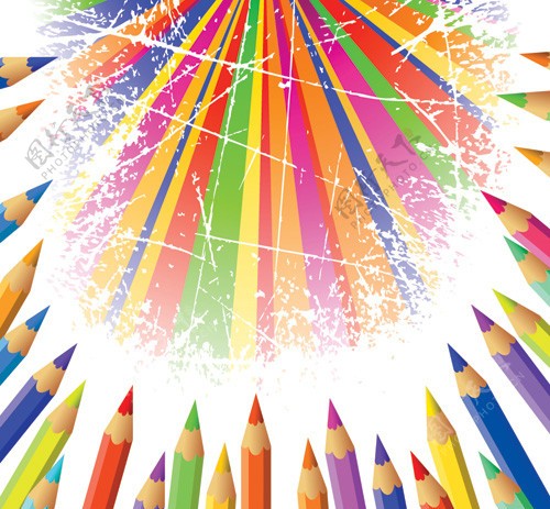 彩色铅笔主题矢量素材