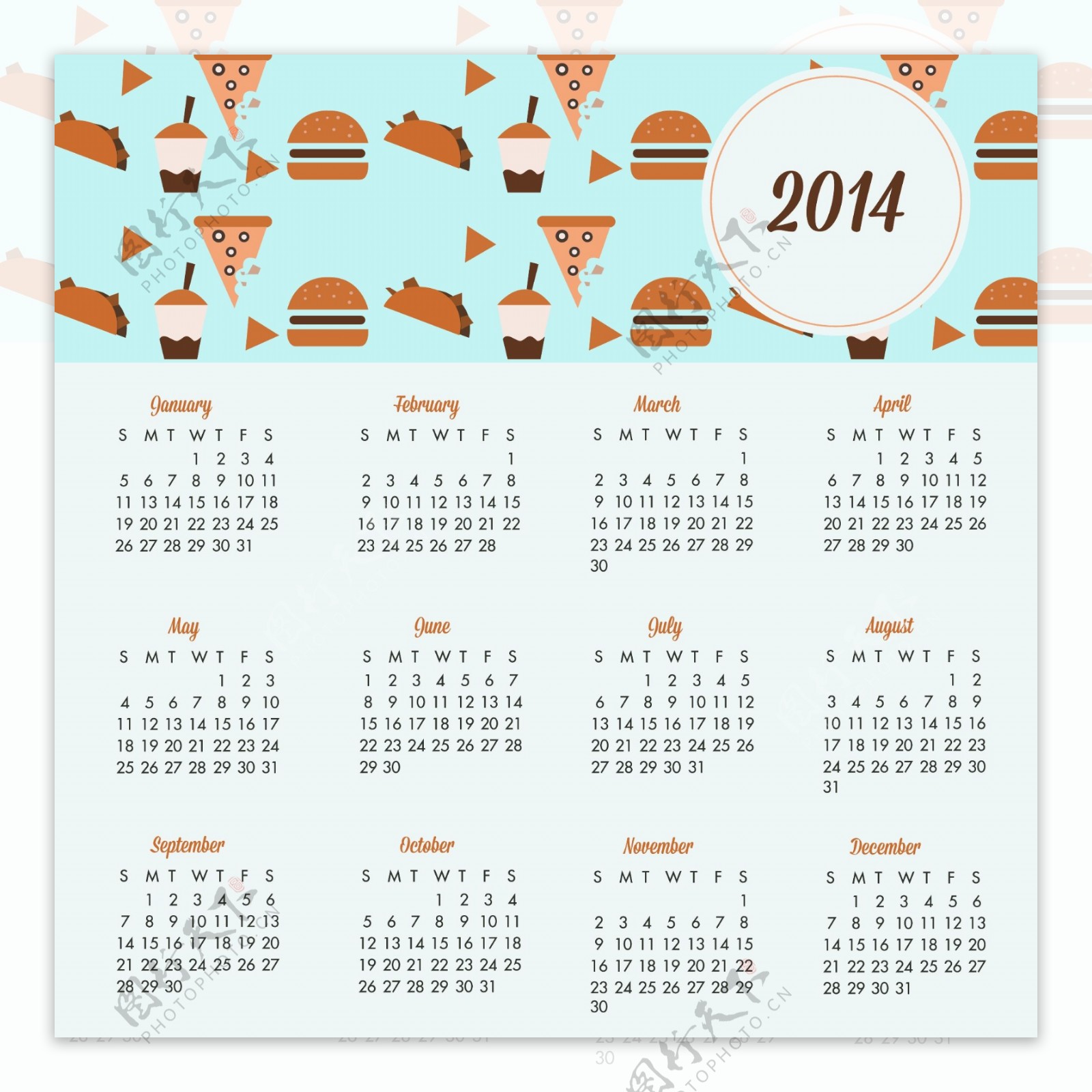 2014日历饼干和糖果设计