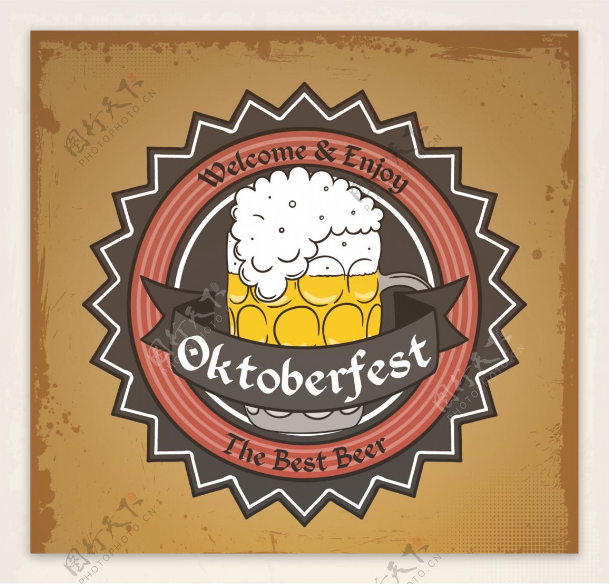 慕尼黑啤酒节老式背景啤酒徽章