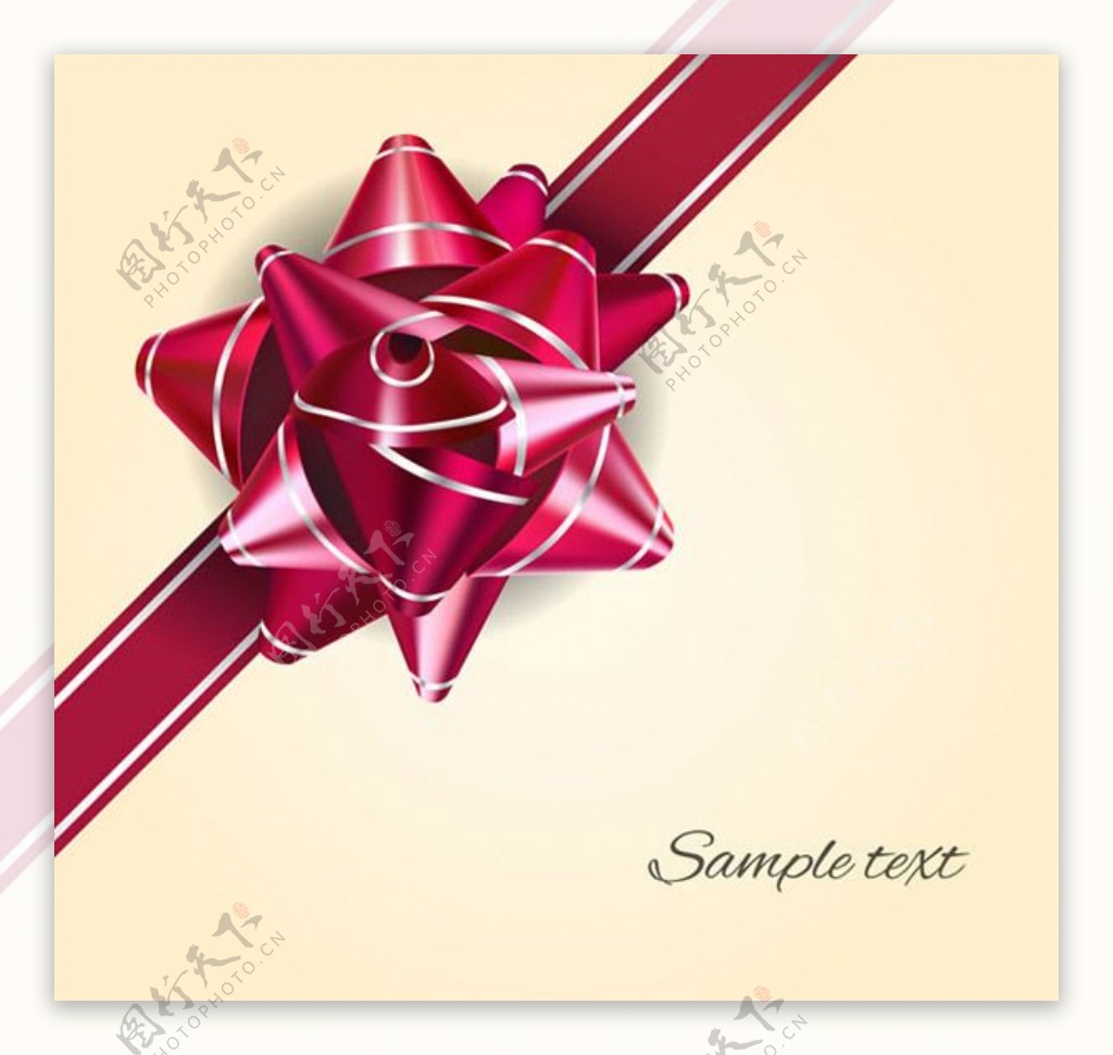 酒红色丝带花设计矢量素材下载