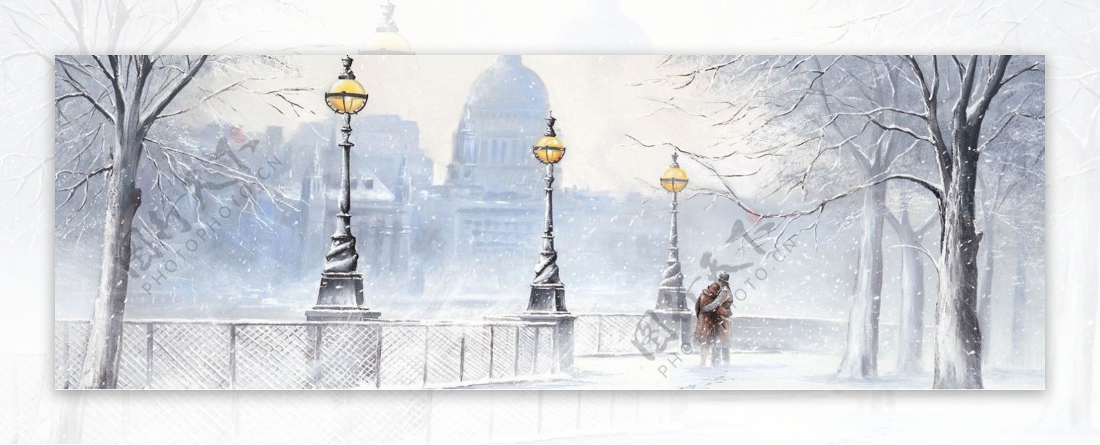 欧洲建筑雪景背景banner