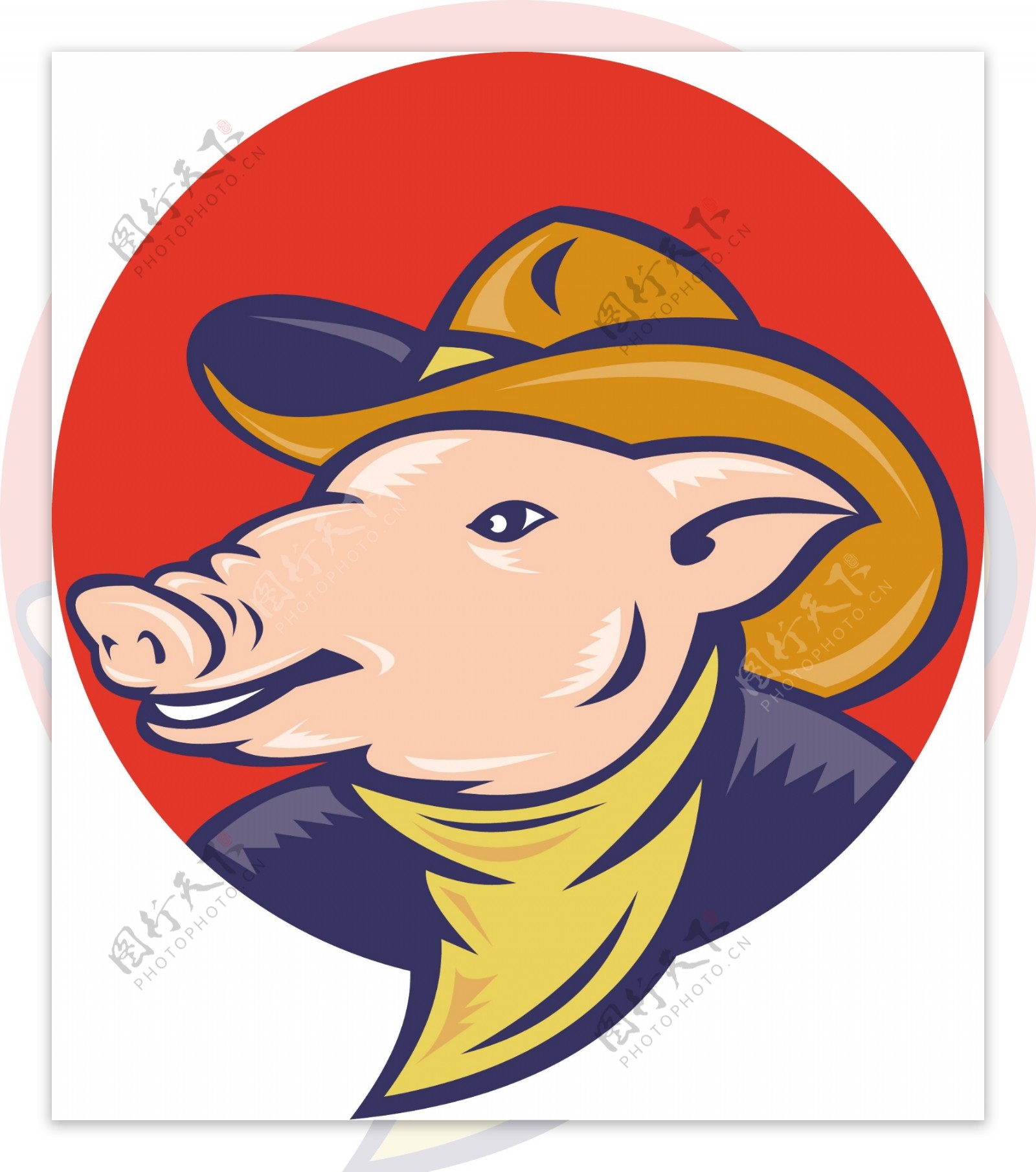 猪牛仔帽子和头巾