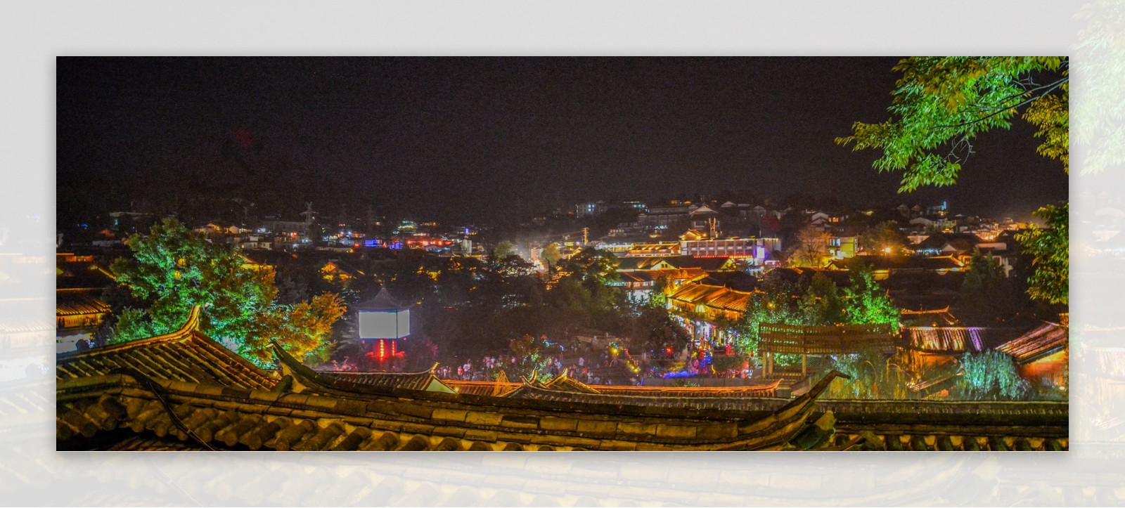 丽江古城夜景俯视图片