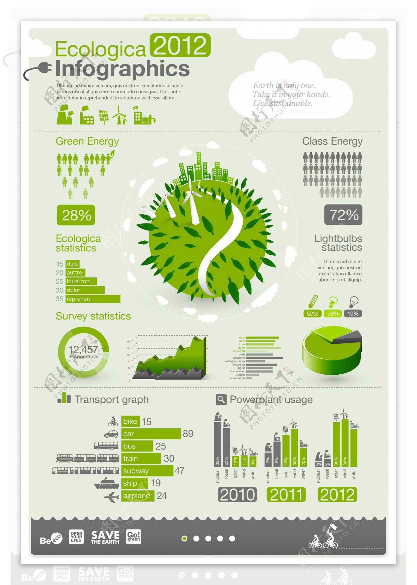 绿色生态学信息图矢量素材下载