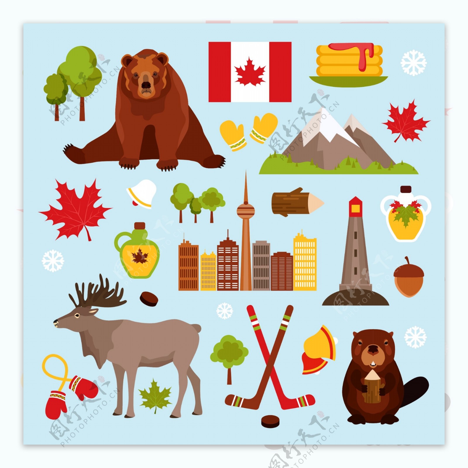 加拿大旅行主题插画